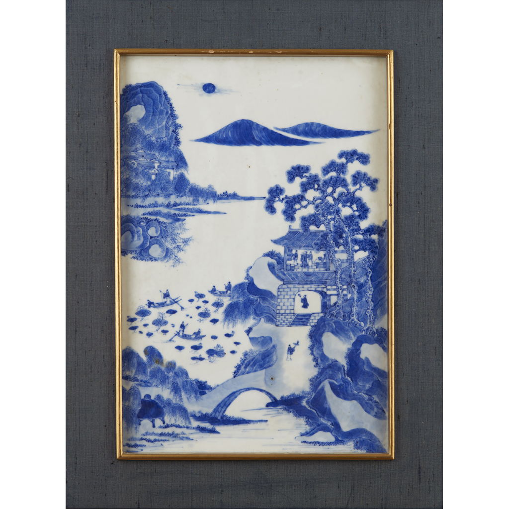 THREE BLUE AND WHITE PORCELAIN PLAQUES