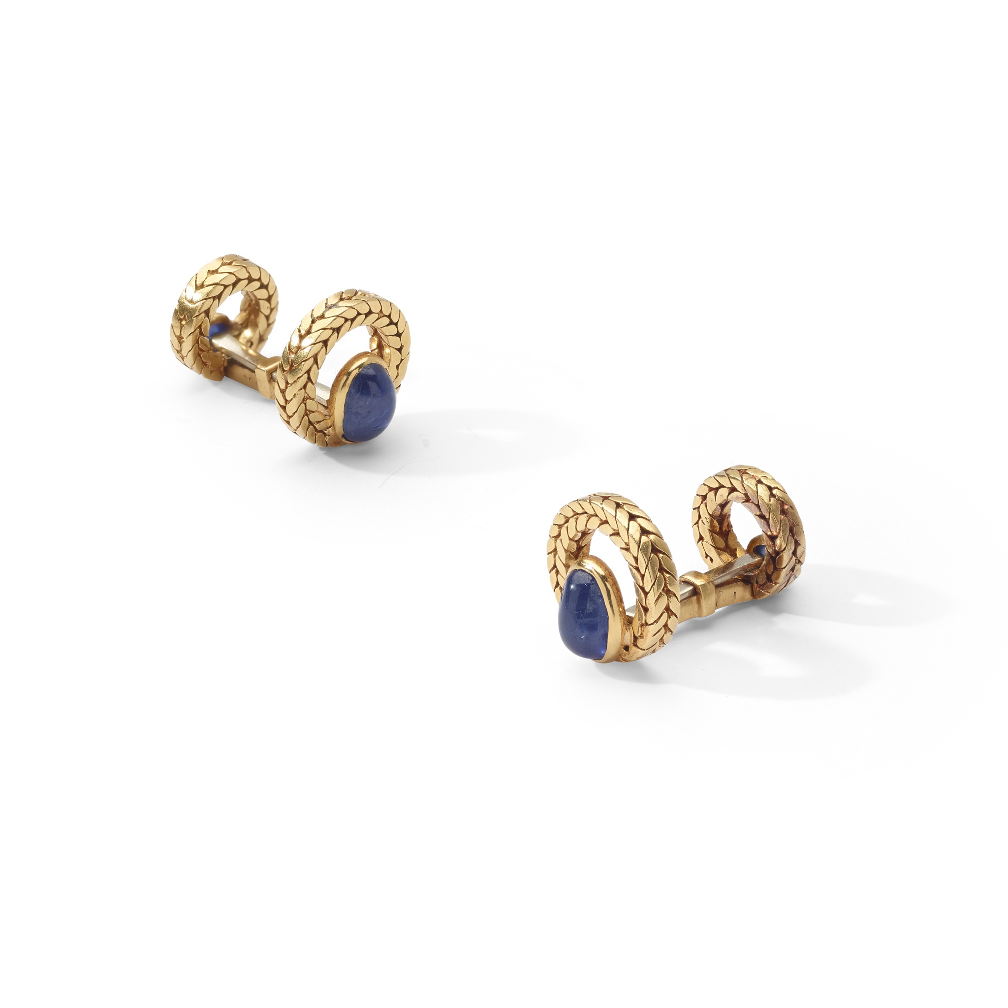 Attributed to Georges Lenfant: A pair of sapphire-set cufflinks