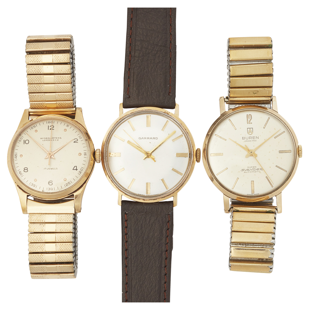 A gentleman's 9ct gold presentation wrist watch, Garrard