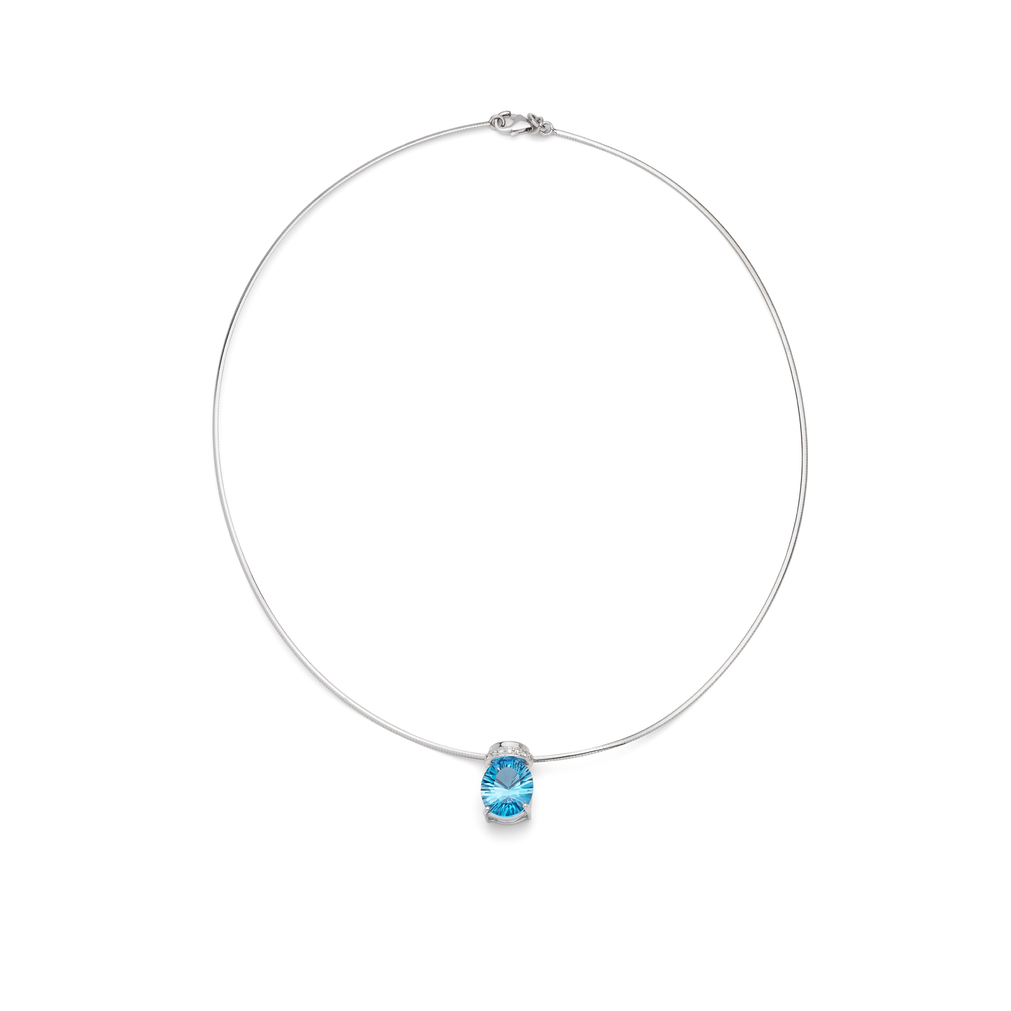 A blue topaz and diamond pendant