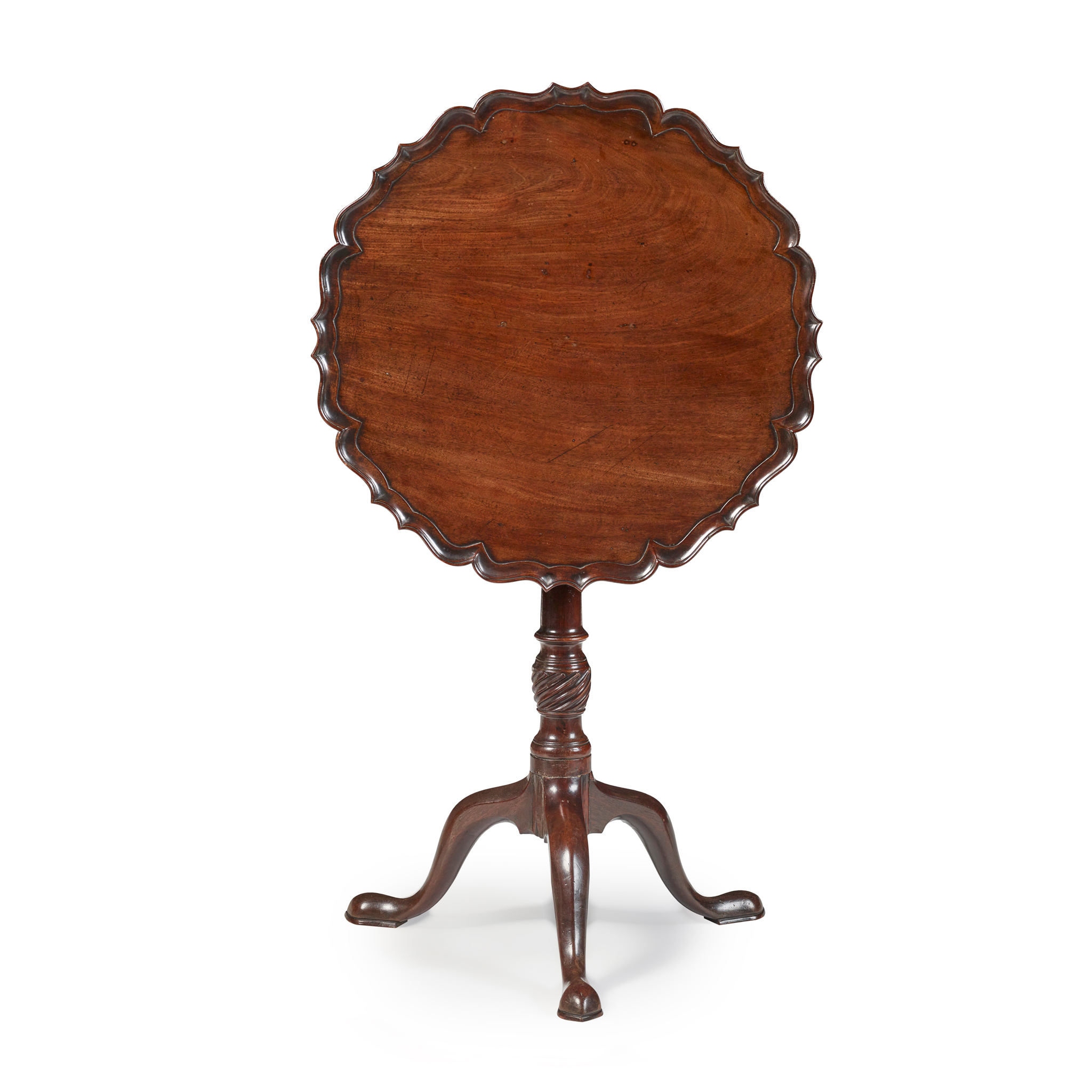 EARLY GEORGE III MAHOGANY BIRDCAGE TRIPOD TEA TABLE