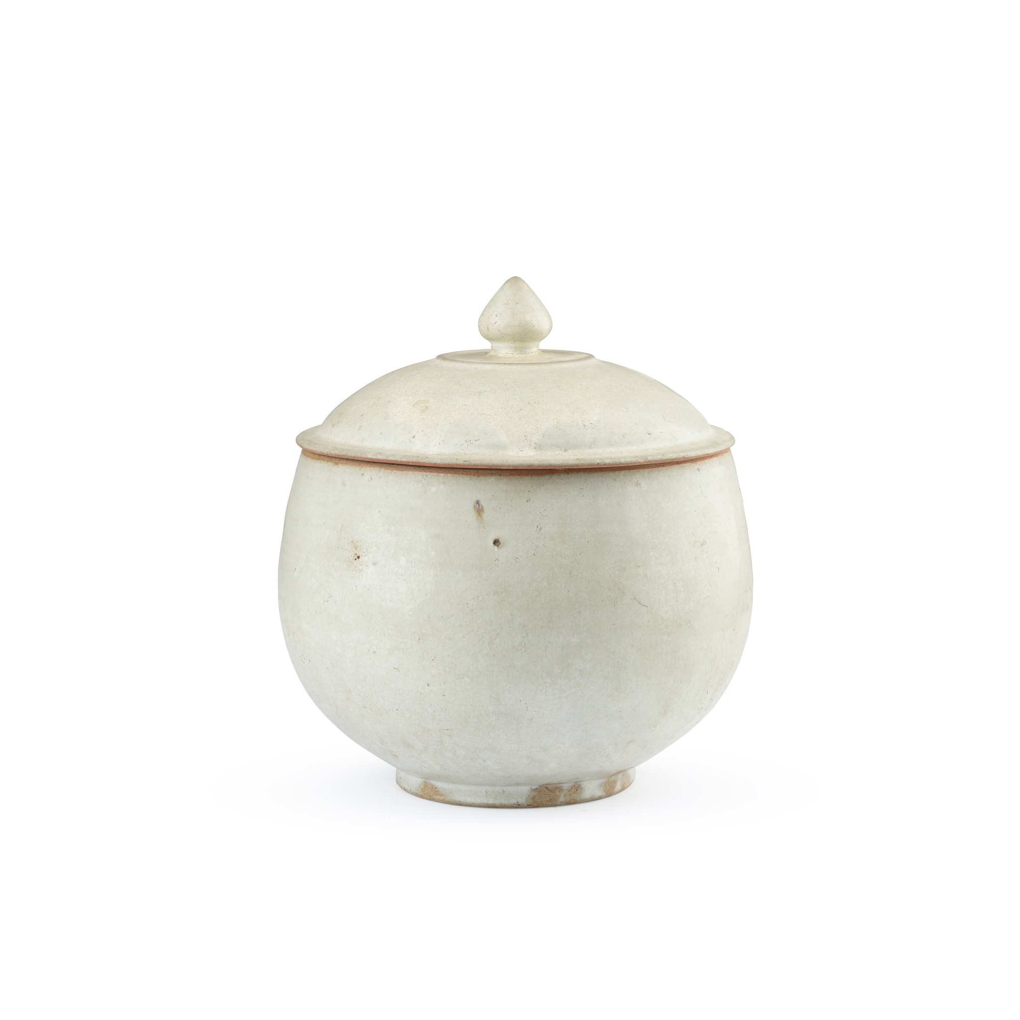 WHITE-GLAZED JAR AND COVER