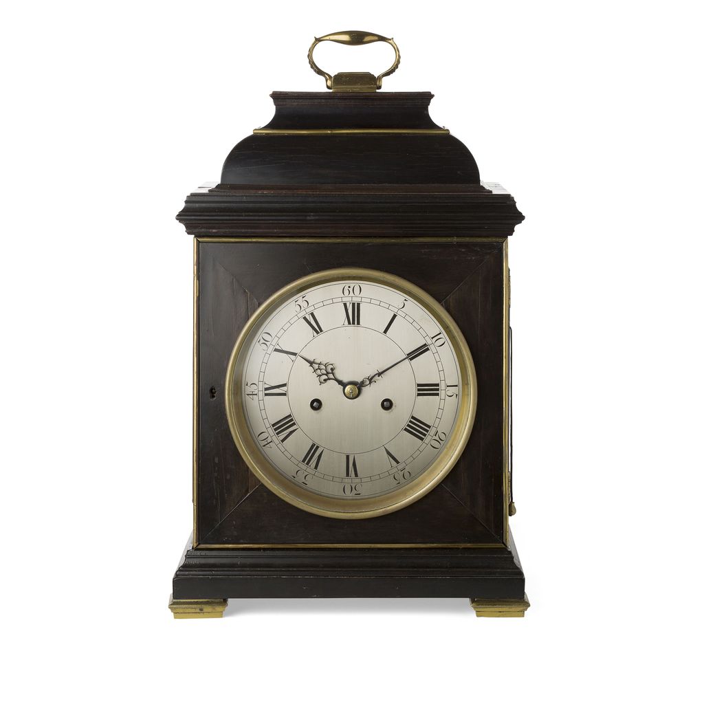 GEORGE III EBONISED BRACKET CLOCK BY JOHN ELLICOTT, LONDON