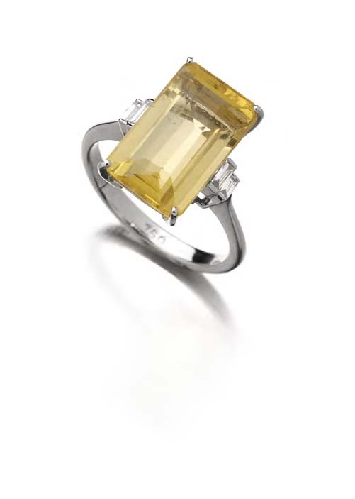A heliodor and diamond set cocktail ring,