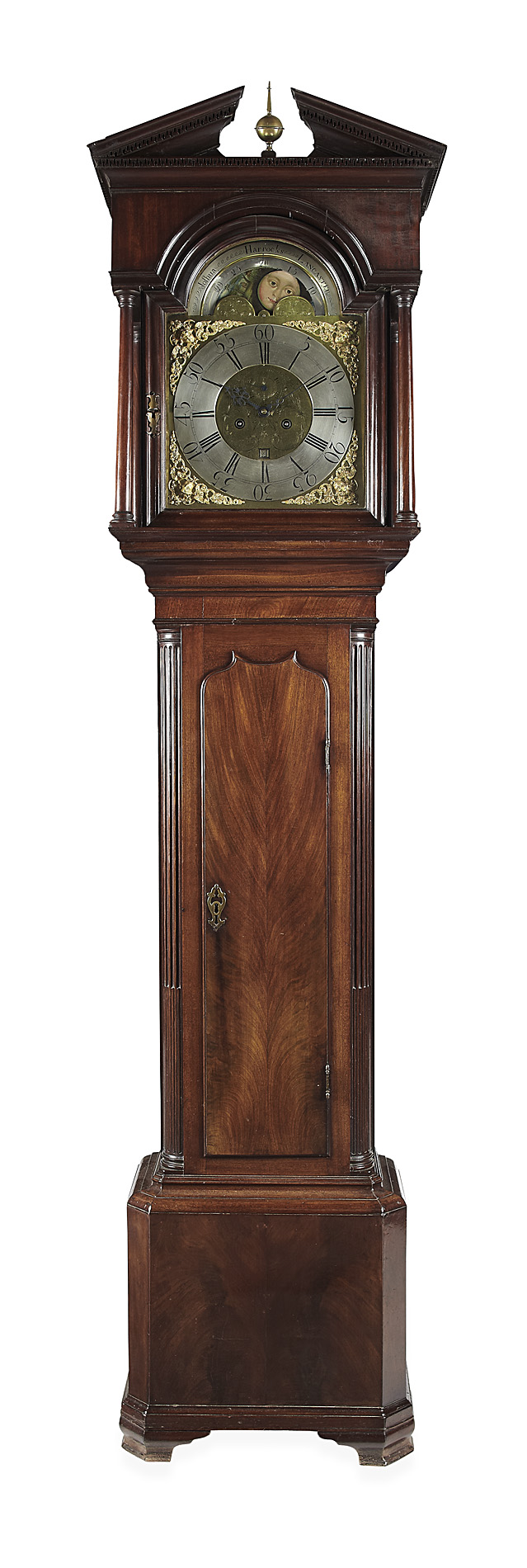 GEORGE III MAHOGANY LONGCASE CLOCK BY JOSHUA HARROCKS, LANCASTER