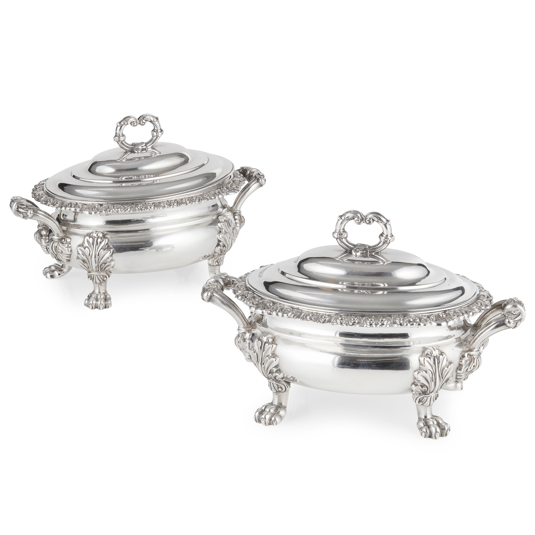 A PAIR OF GEORGE IV SAUCE TUREENS