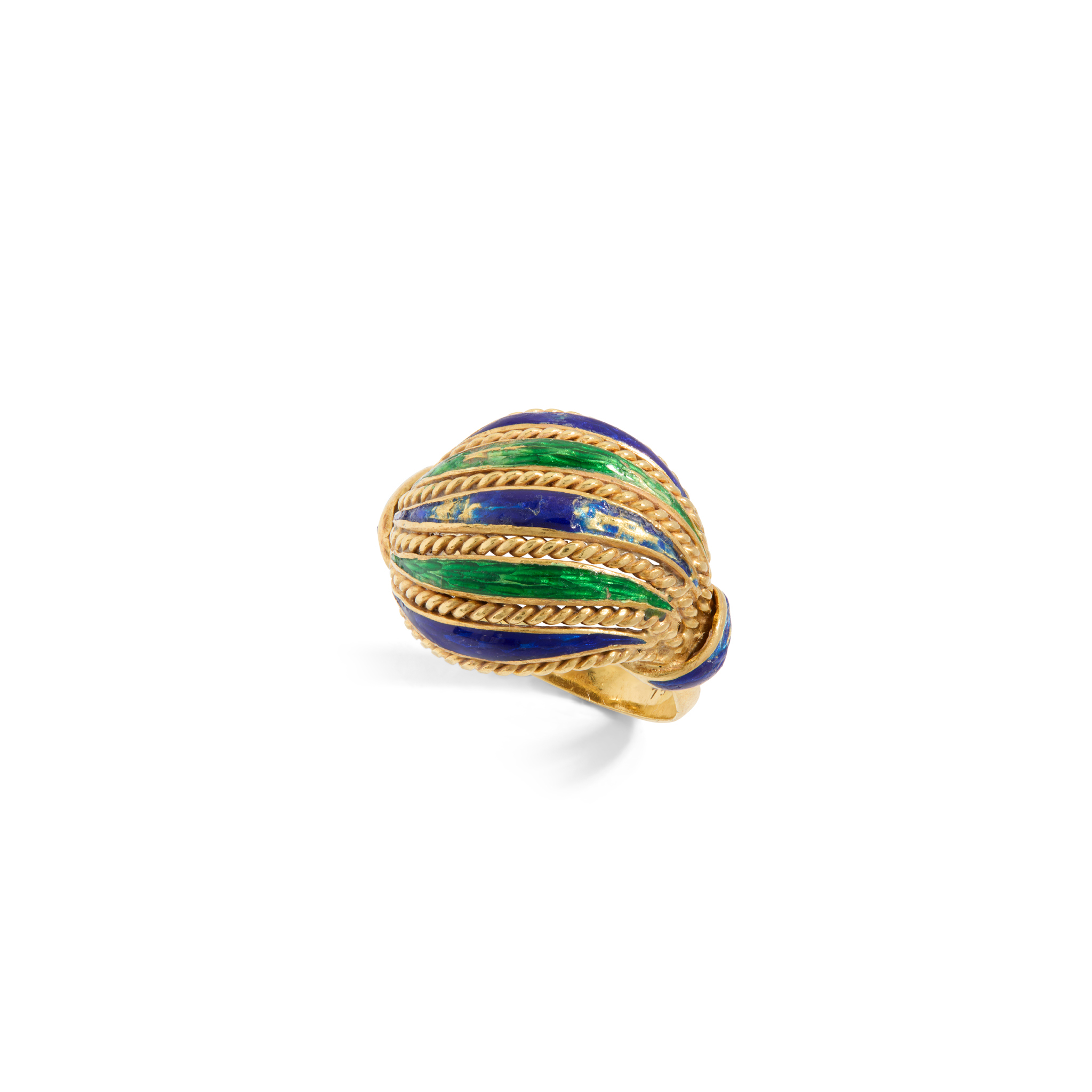 An enamel bombé ring