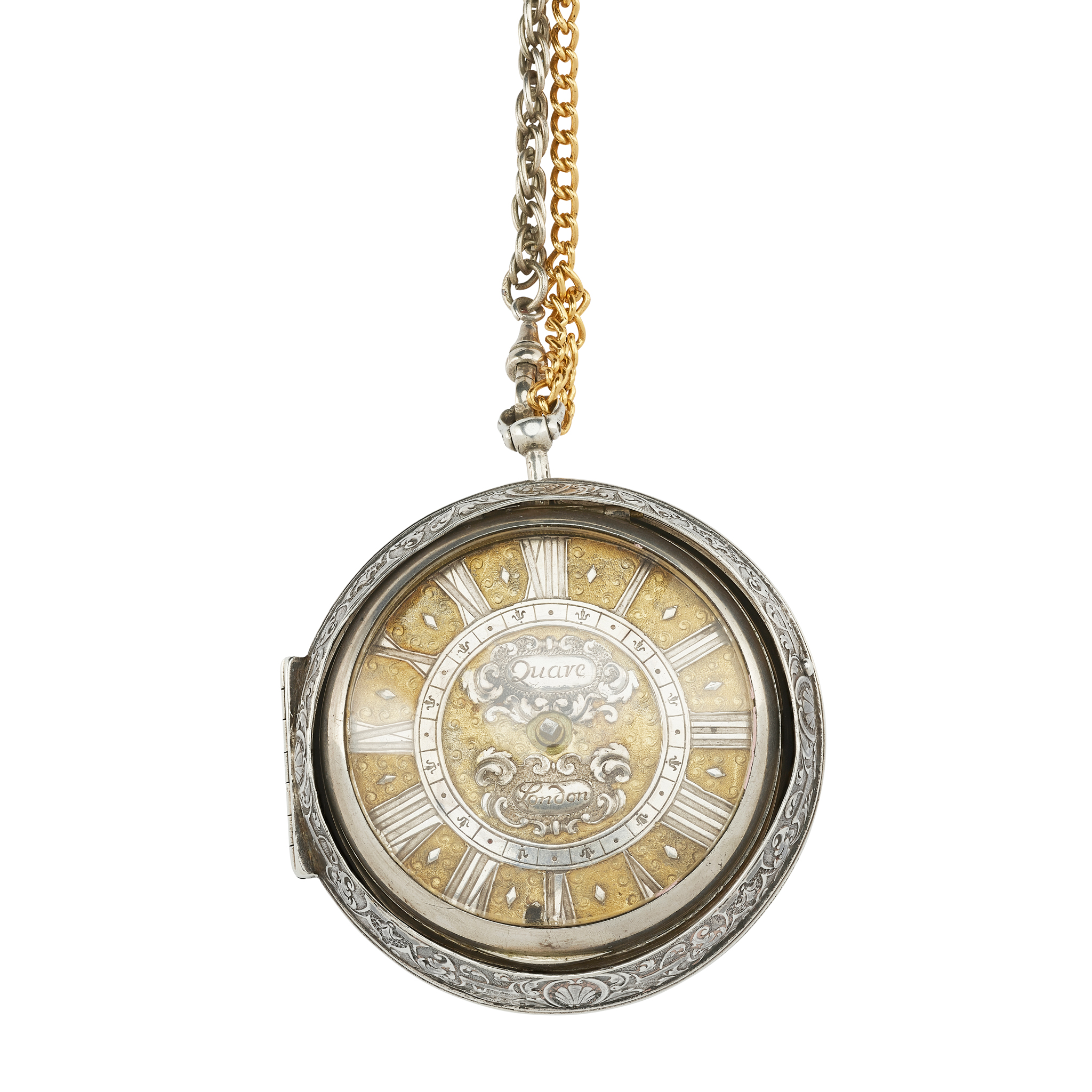 Quare, London. A rare single-handed silver pair-cased pocket watch