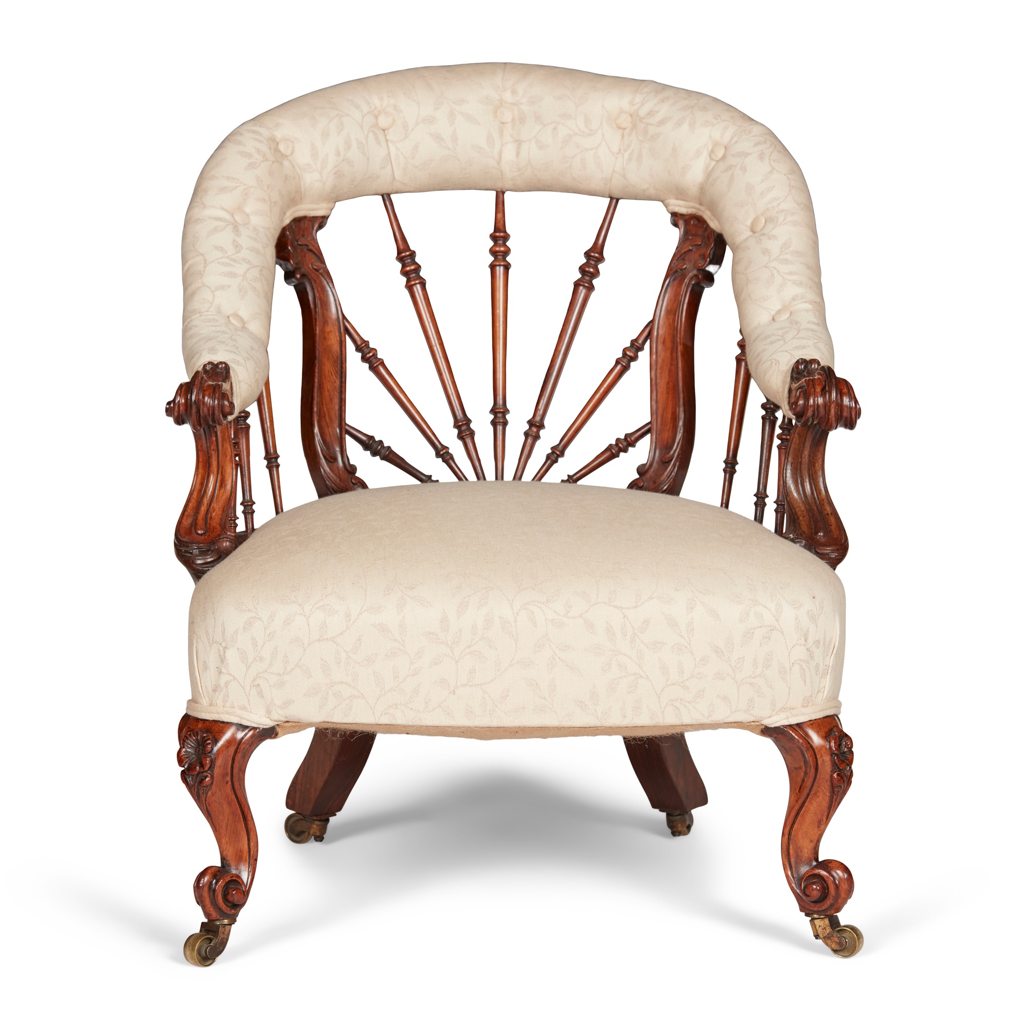 VICTORIAN WALNUT ARMCHAIR, BY HOWARD & SONS