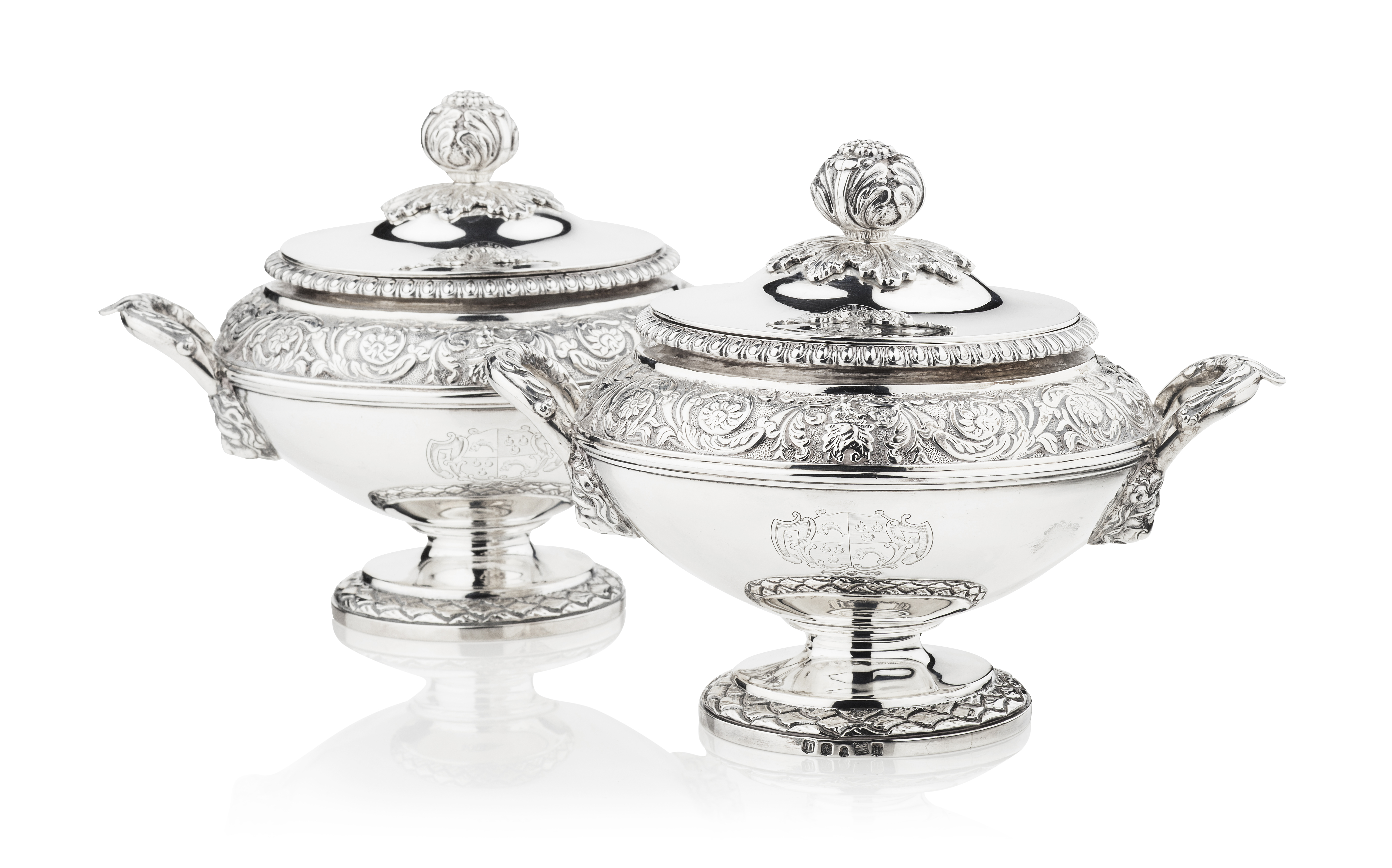 A pair of George III sauce tureens and cover