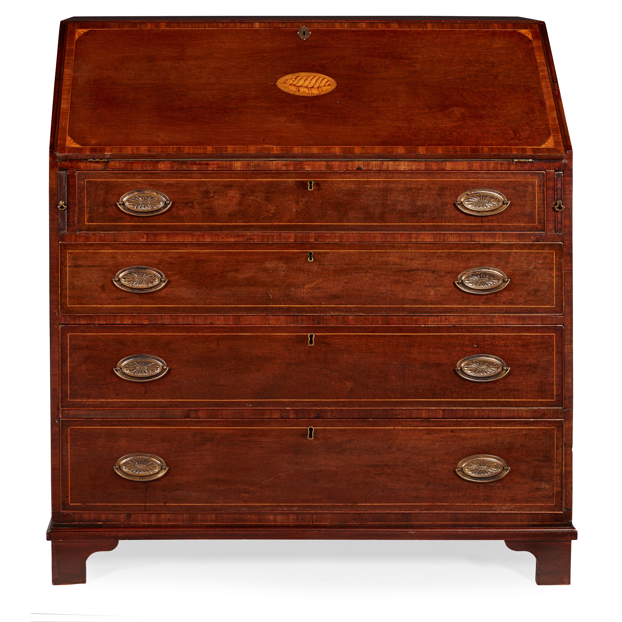 GEORGE III MAHOGANY INLAID BUREAU