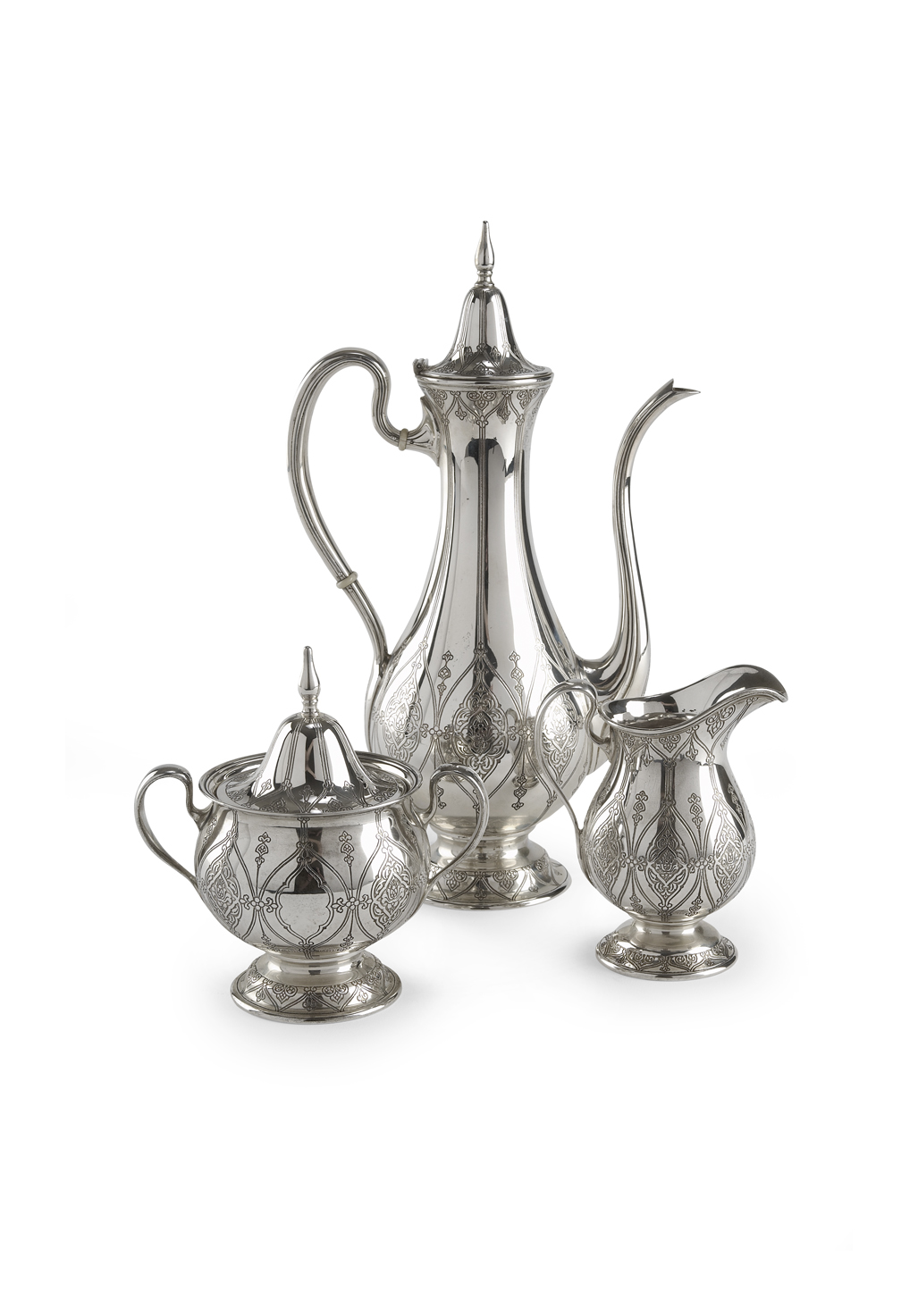 A Tiffany Sterling silver three piece coffee set