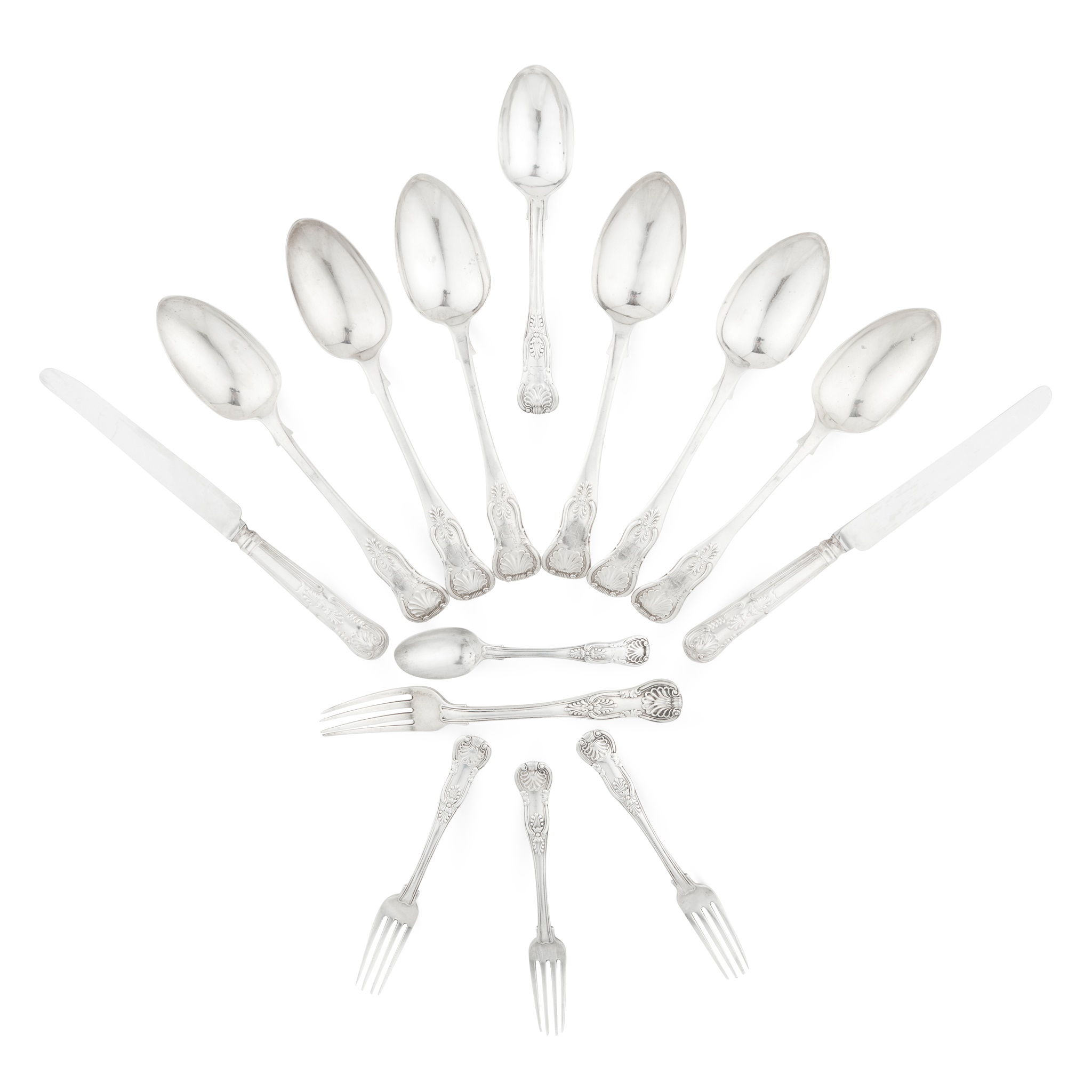 A collection of William IV King's pattern flatware