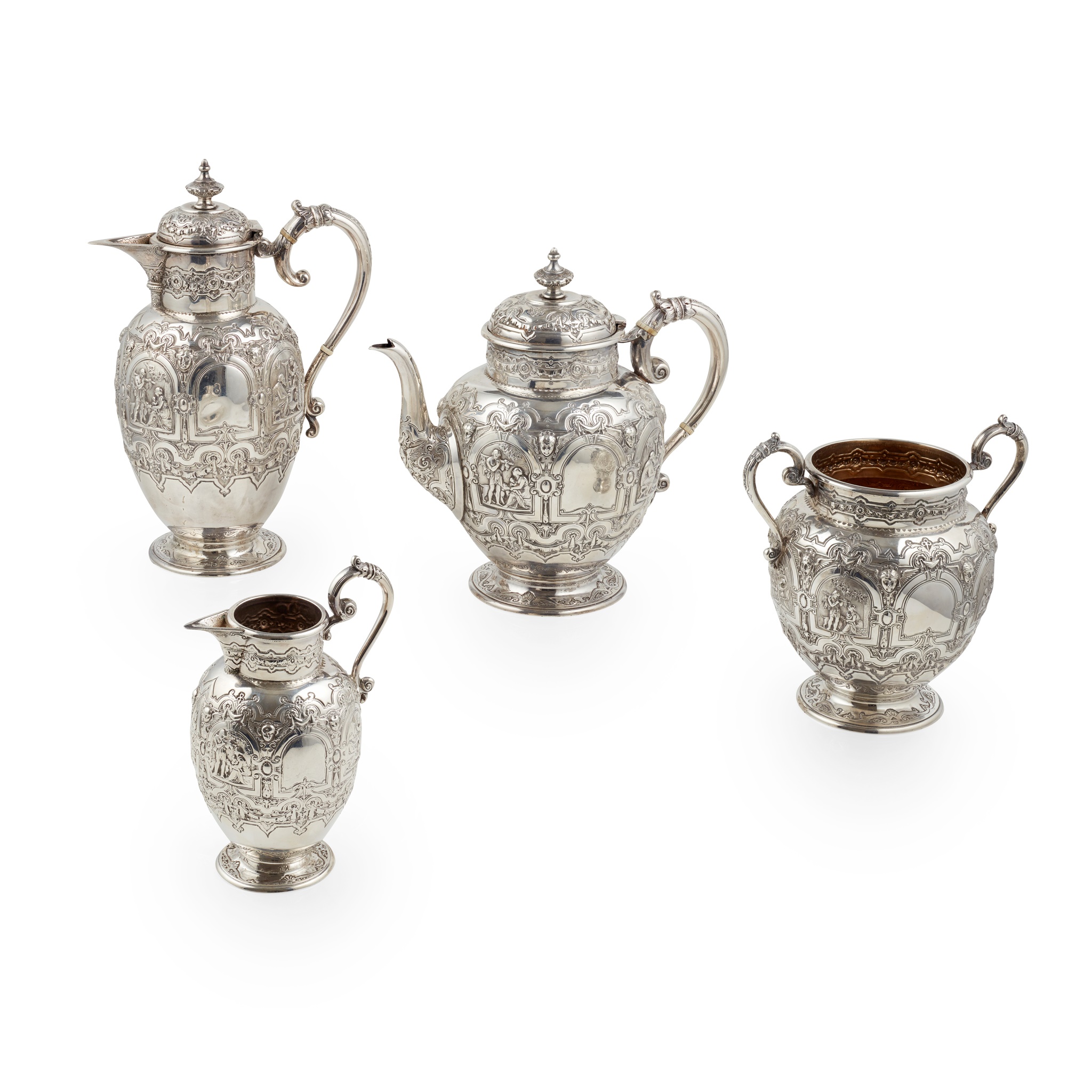 A Victorian four piece tea service