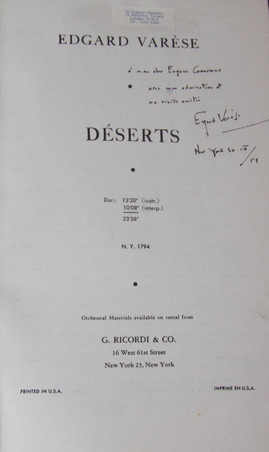 Music - Varese, Edgard