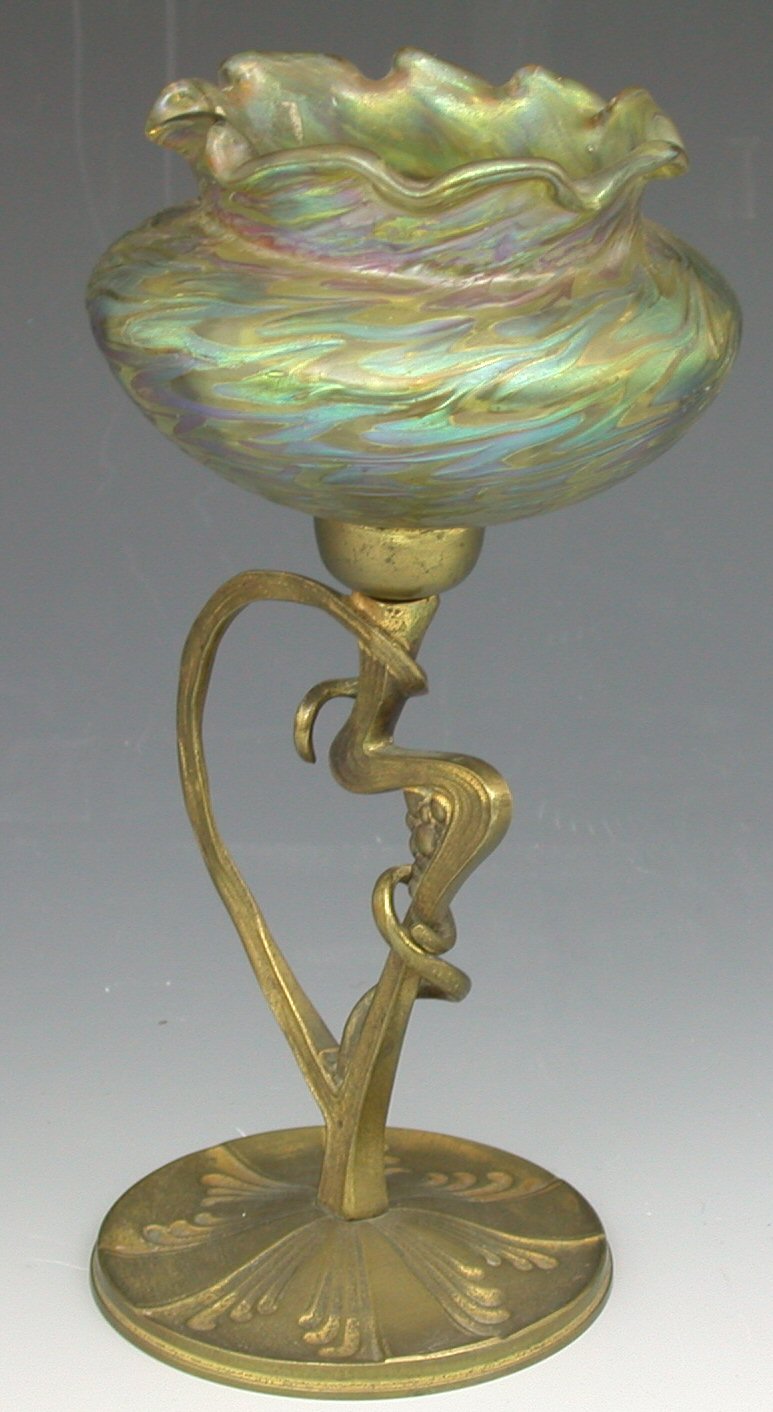 A Palme Konig iridescent vase,