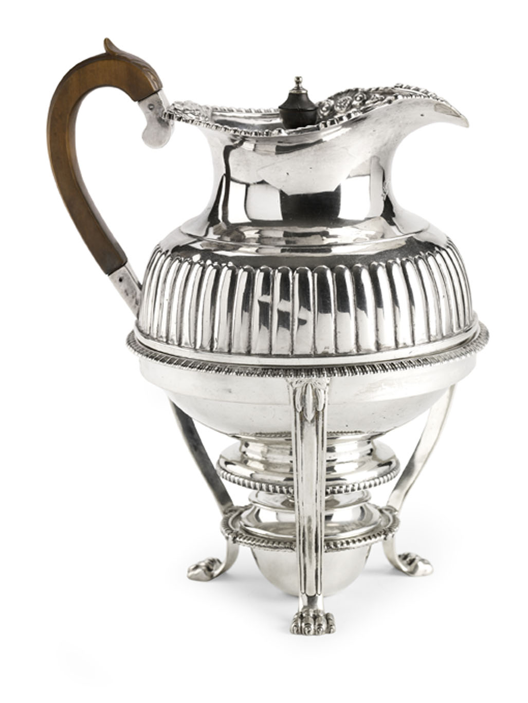 A late Victorian coffee pot stand and burner