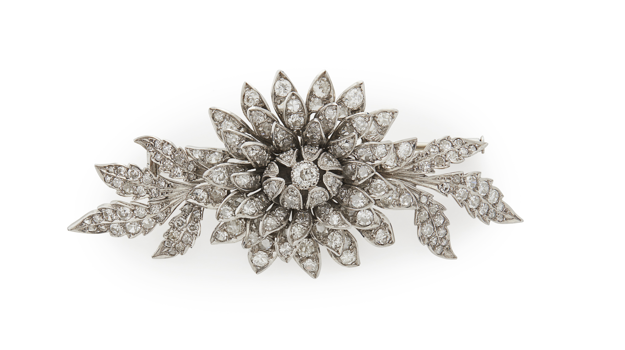 A floral diamond set brooch