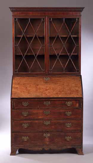 A George III mahogany bureau bookcase