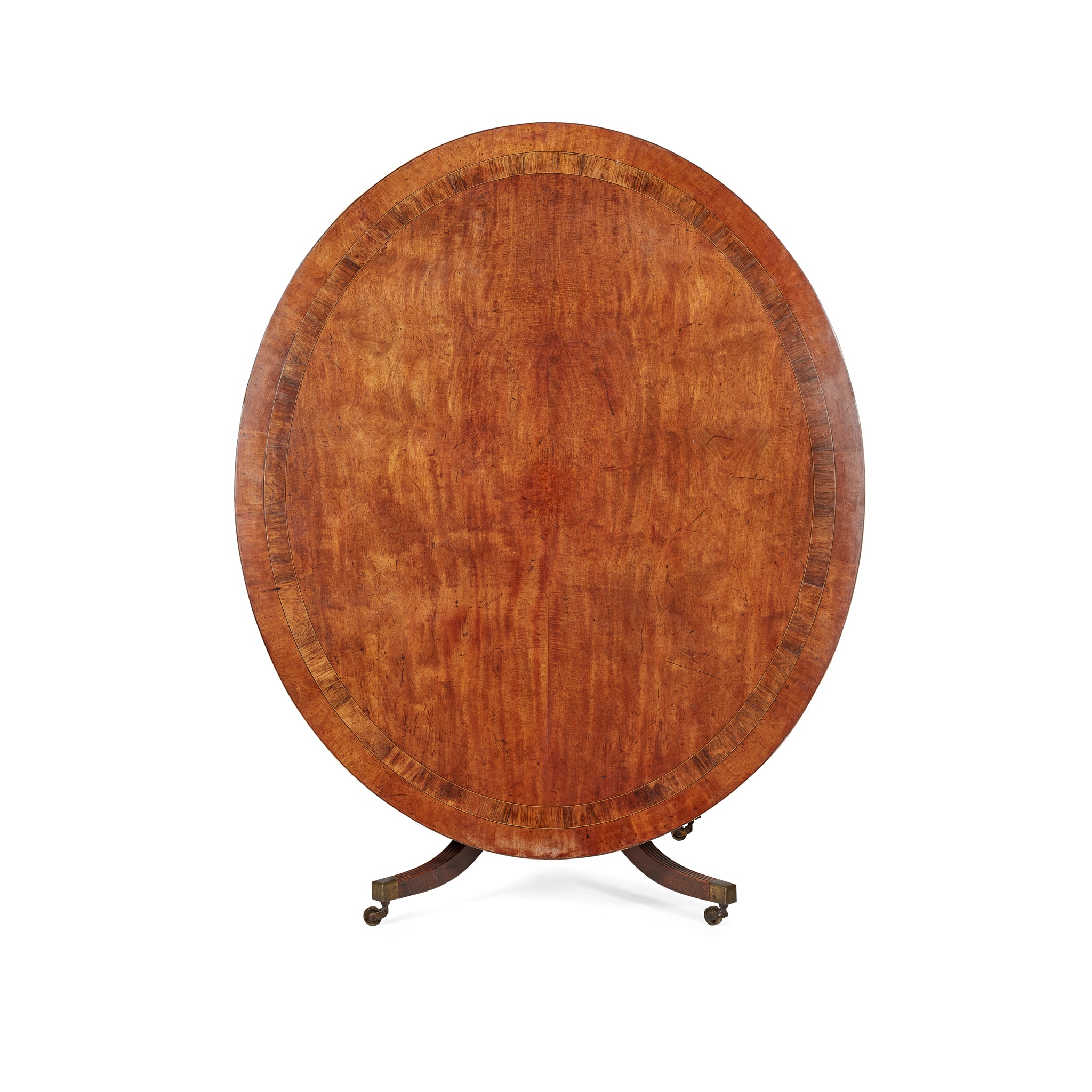 LATE GEORGIAN MAHOGANY AND ROSEWOOD BANDED OVAL BREAKFAST TABLE