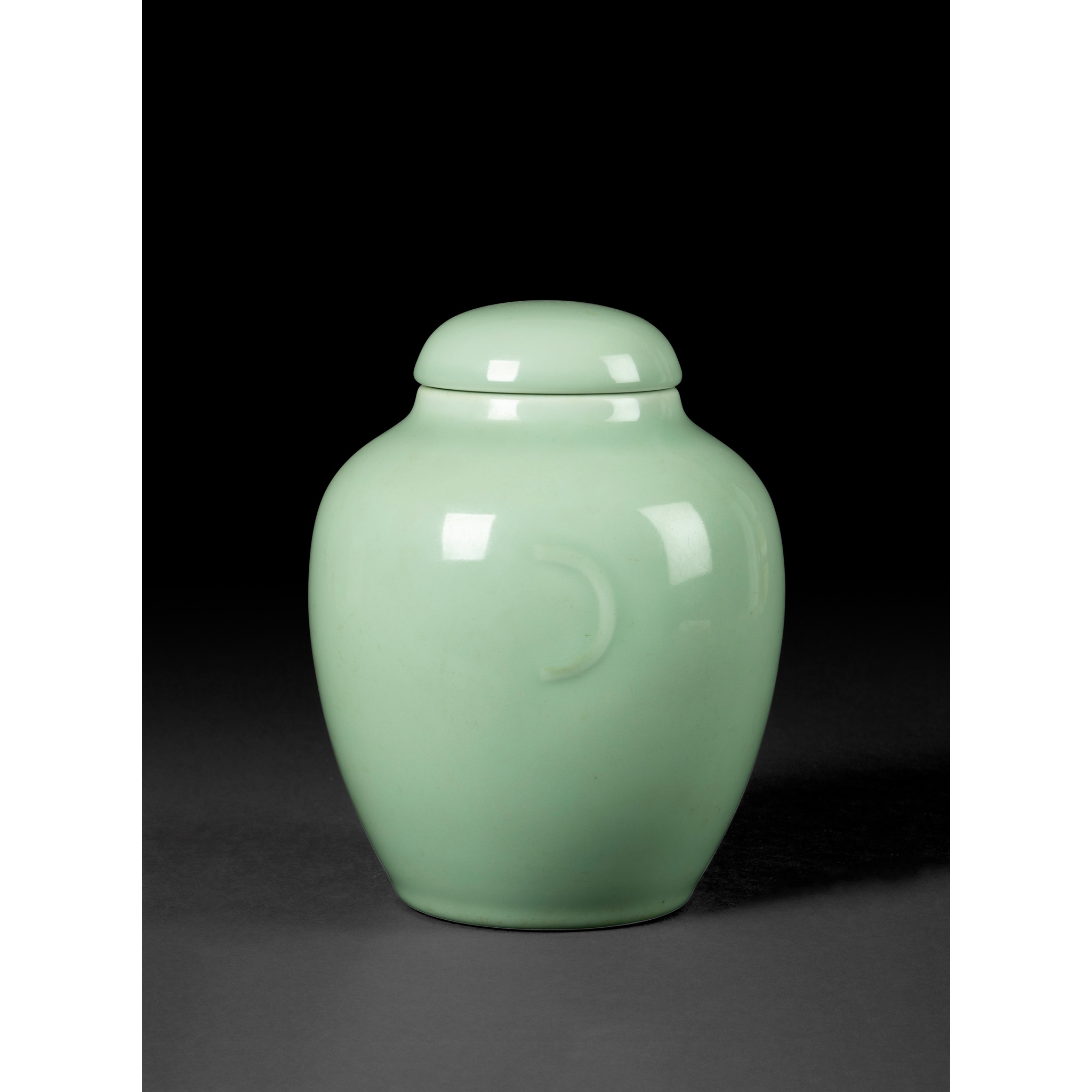 CELADON-GLAZED JAR AND COVER