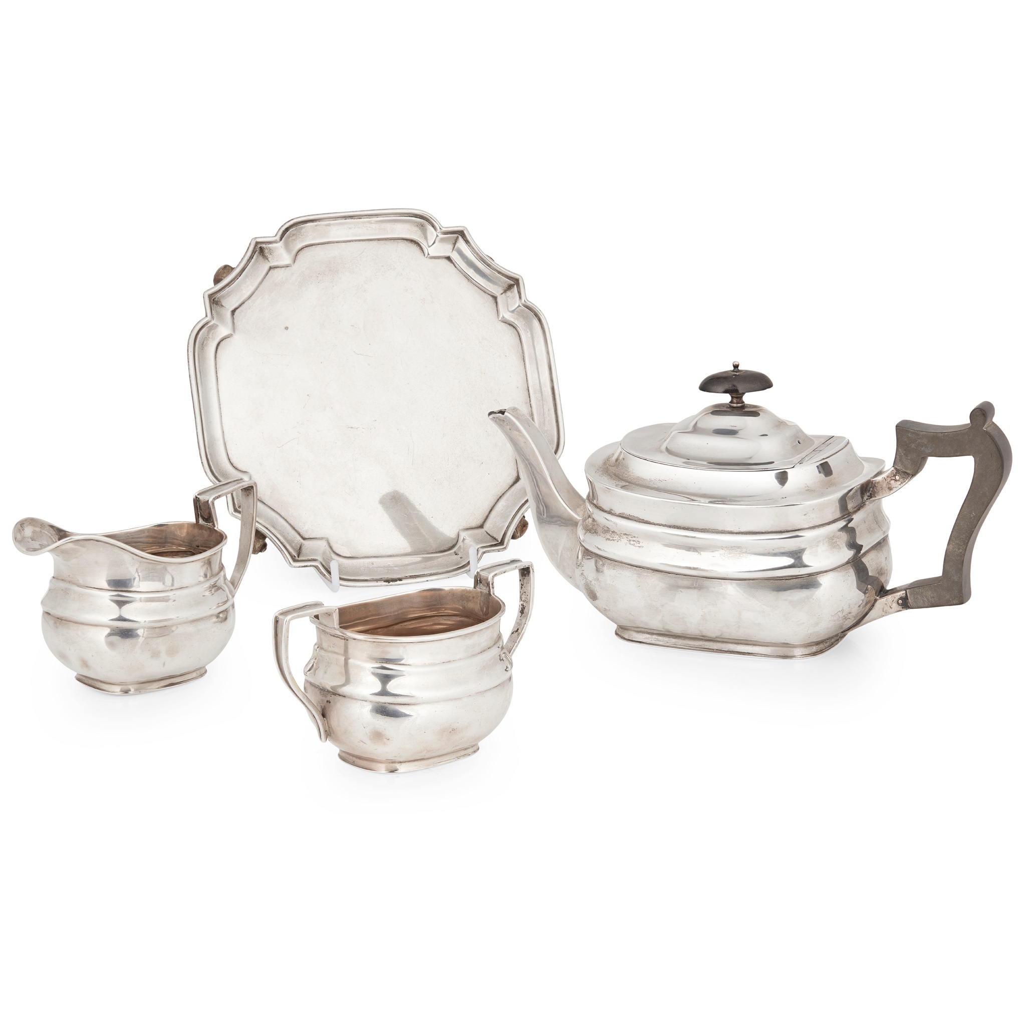 A matched George V three-piece tea service