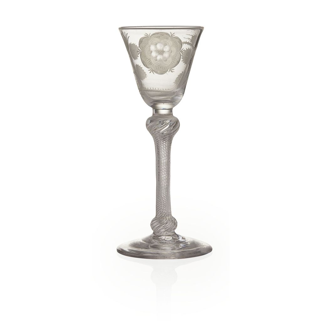 JACOBITE ENGRAVED AIRTWIST STEM WINE GLASS