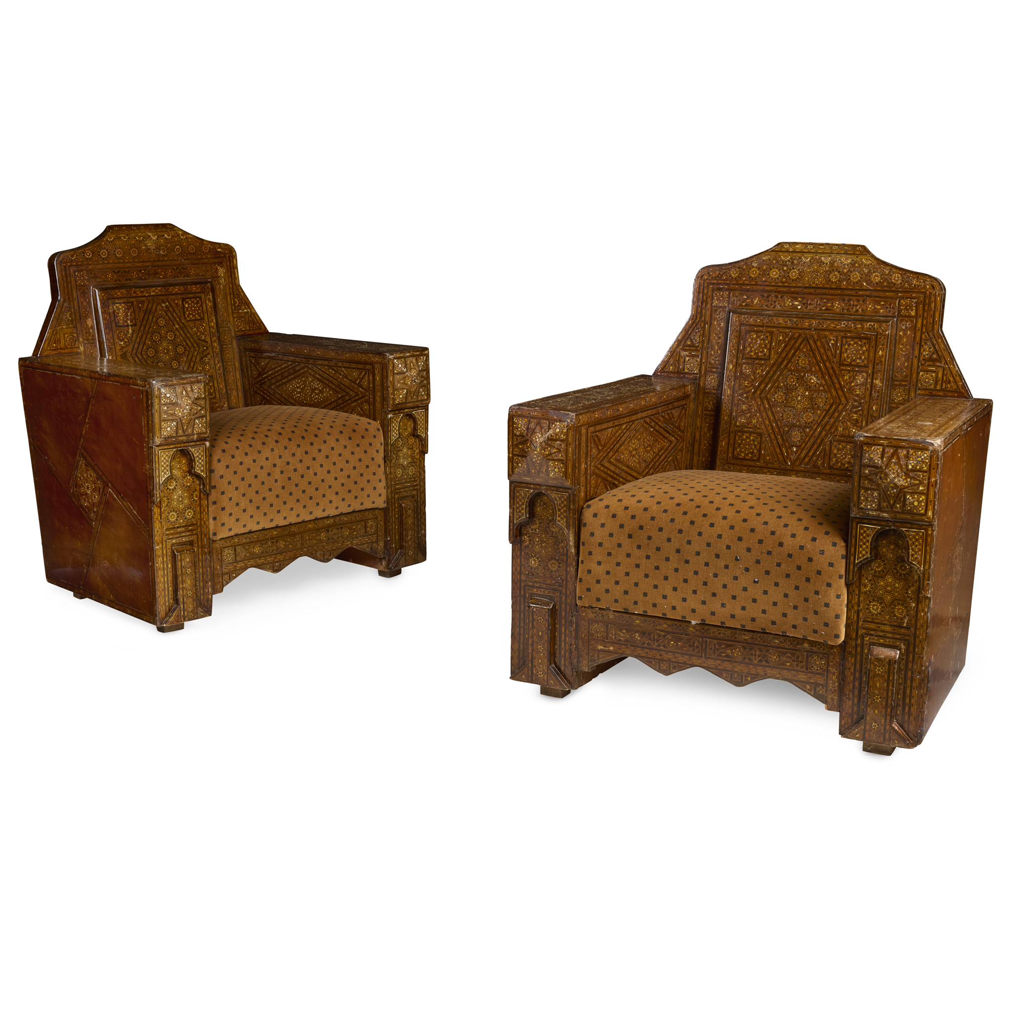 PAIR OF SYRIAN PARQUETRY ARMCHAIRS
