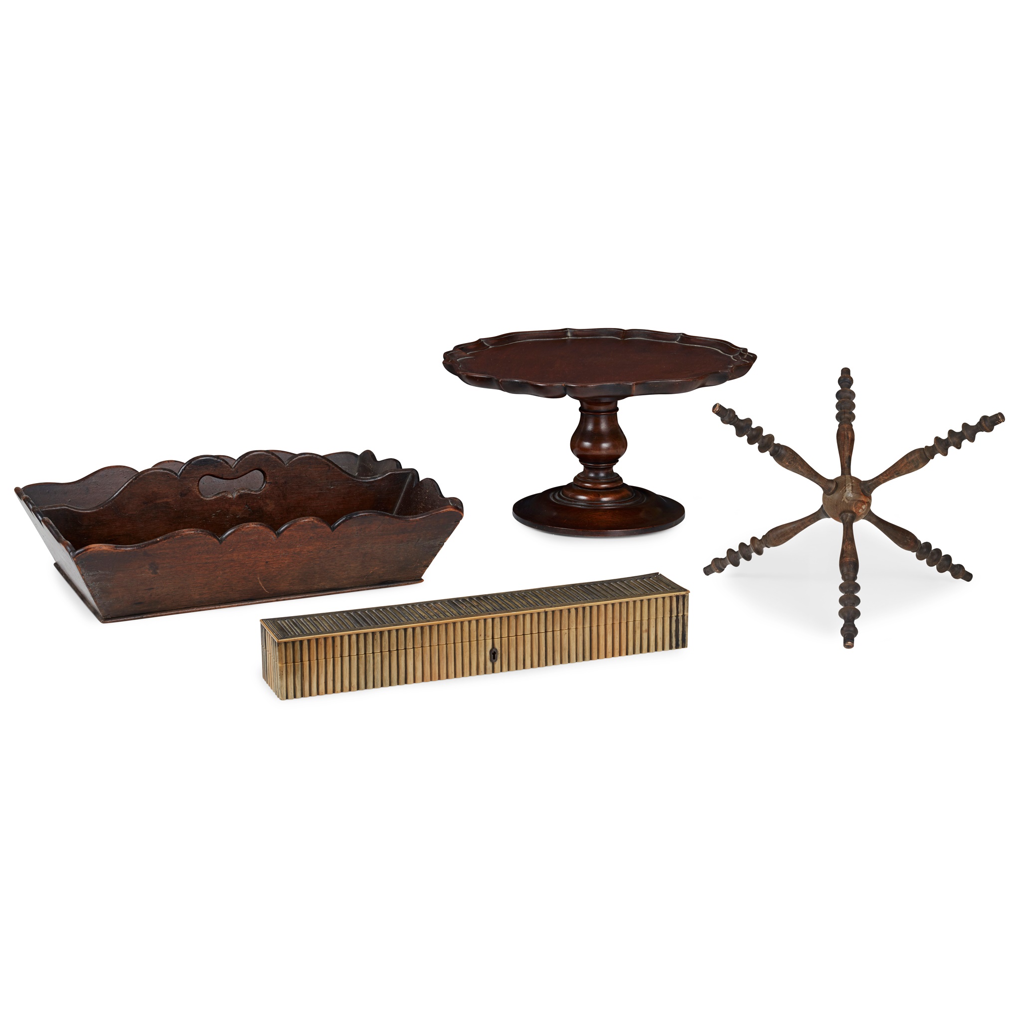 THREE GEORGIAN TREEN TABLE ITEMS