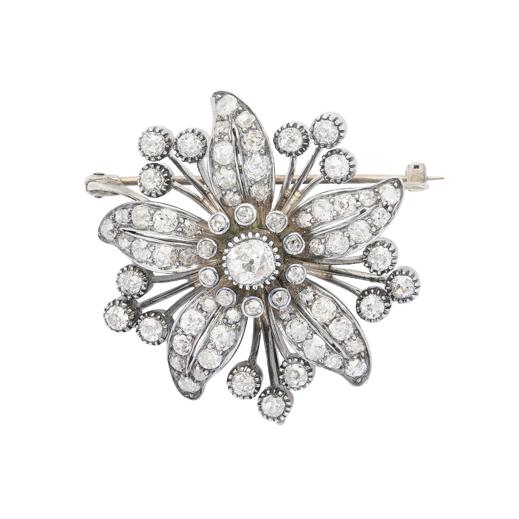 A late Victorian diamond set brooch
