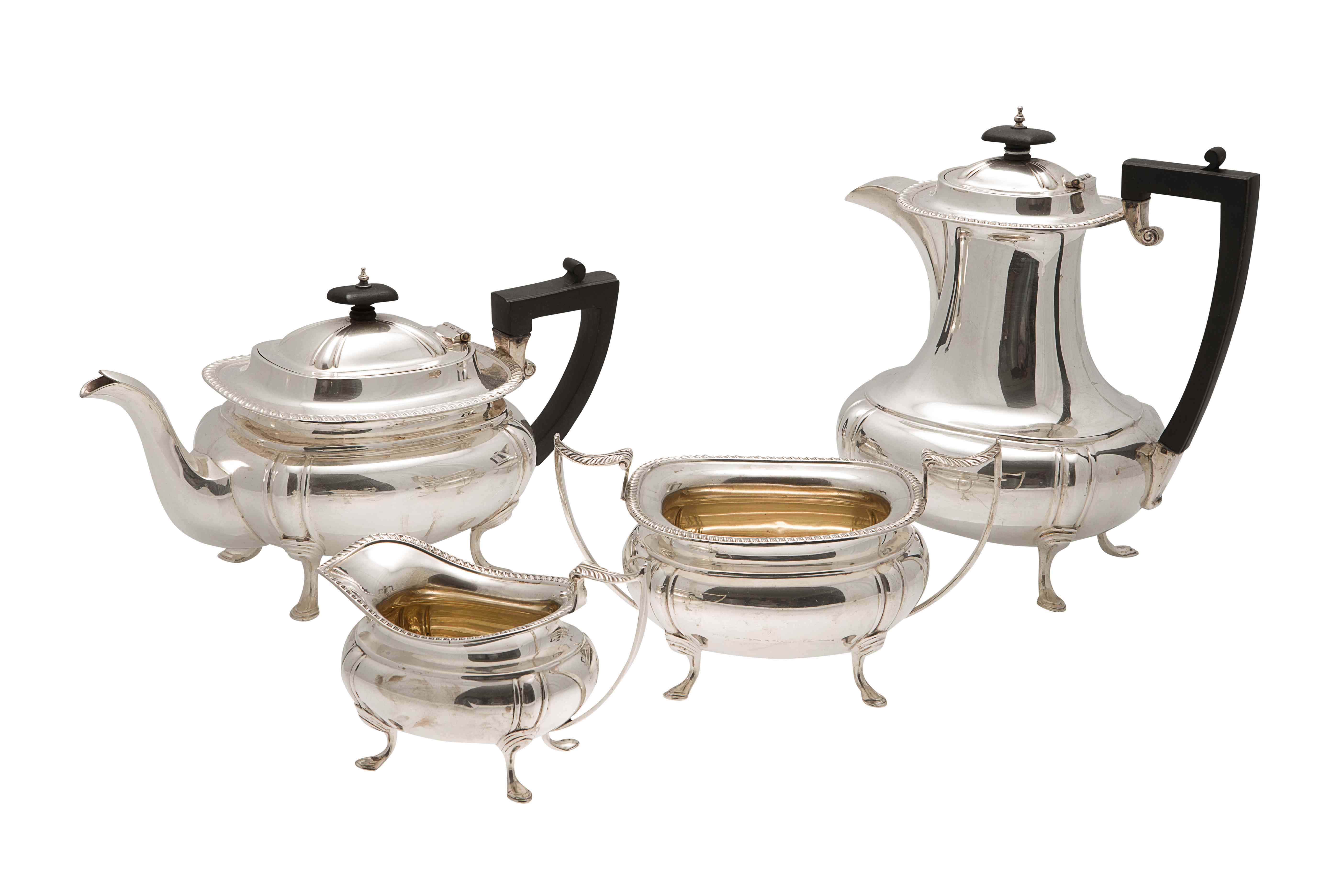 A matched four piece tea service