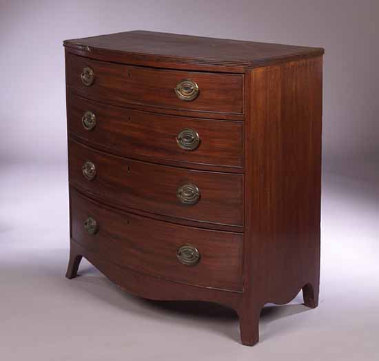 A Regency mahogany bow front chest of drawers