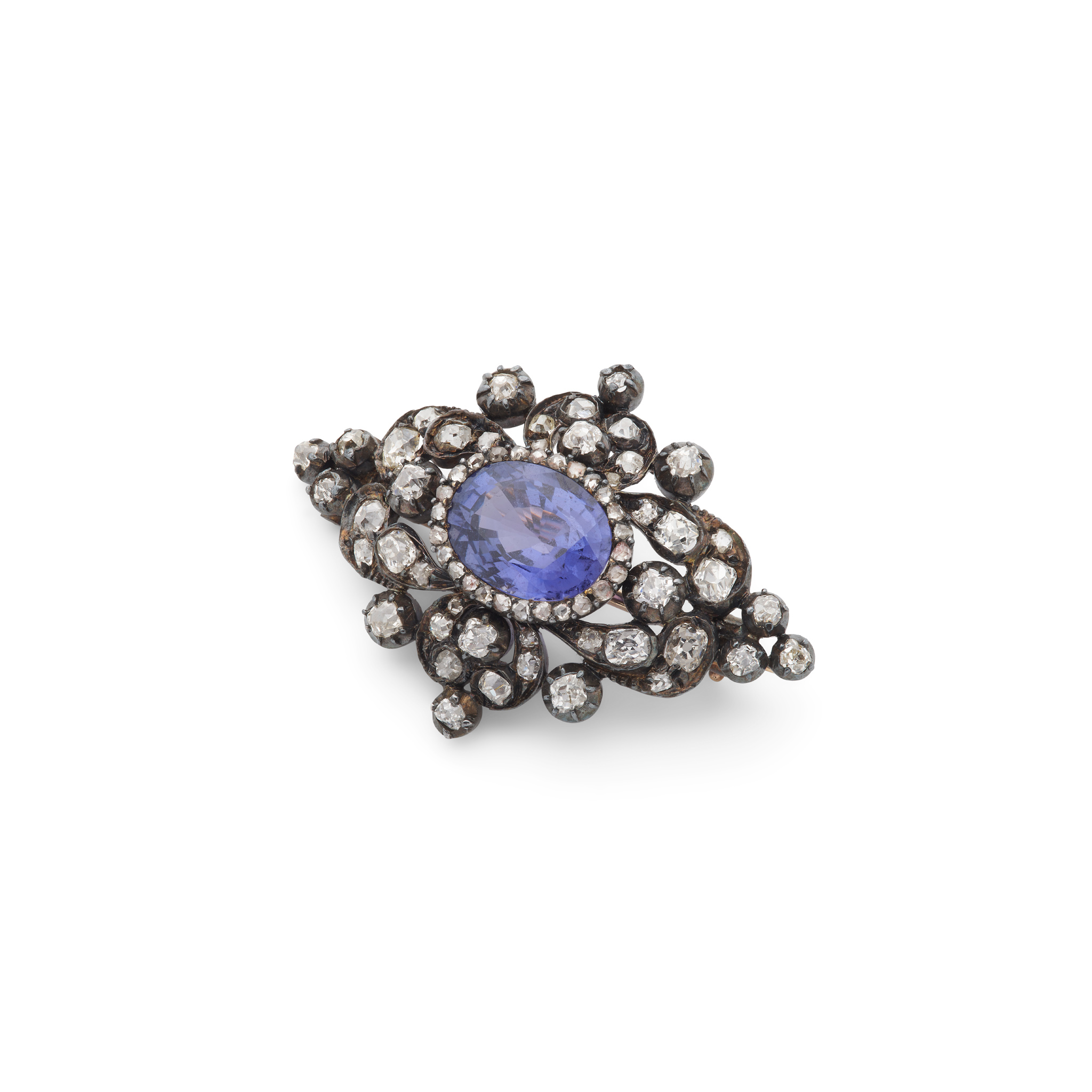 A late 19th century colour-change sapphire and diamond brooch