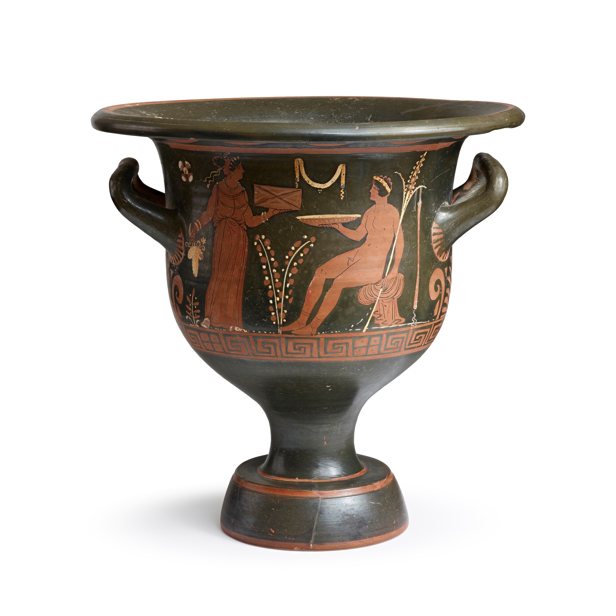 ANCIENT GREEK APULIAN RED FIGURE BELL KRATER