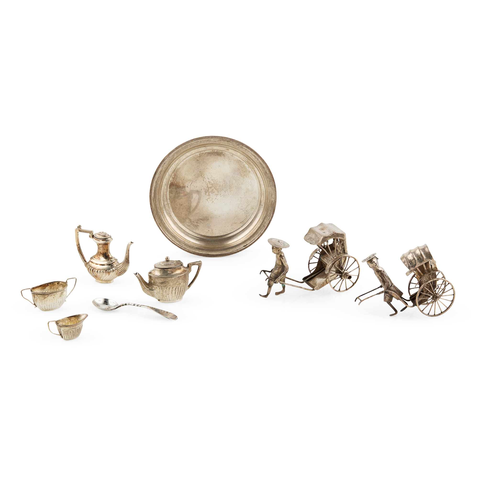A MATCHED 20TH CENTURY MINIATURE FOUR PIECE TEA SET