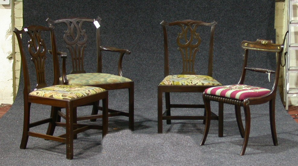 Four various mahogany dining chairs,