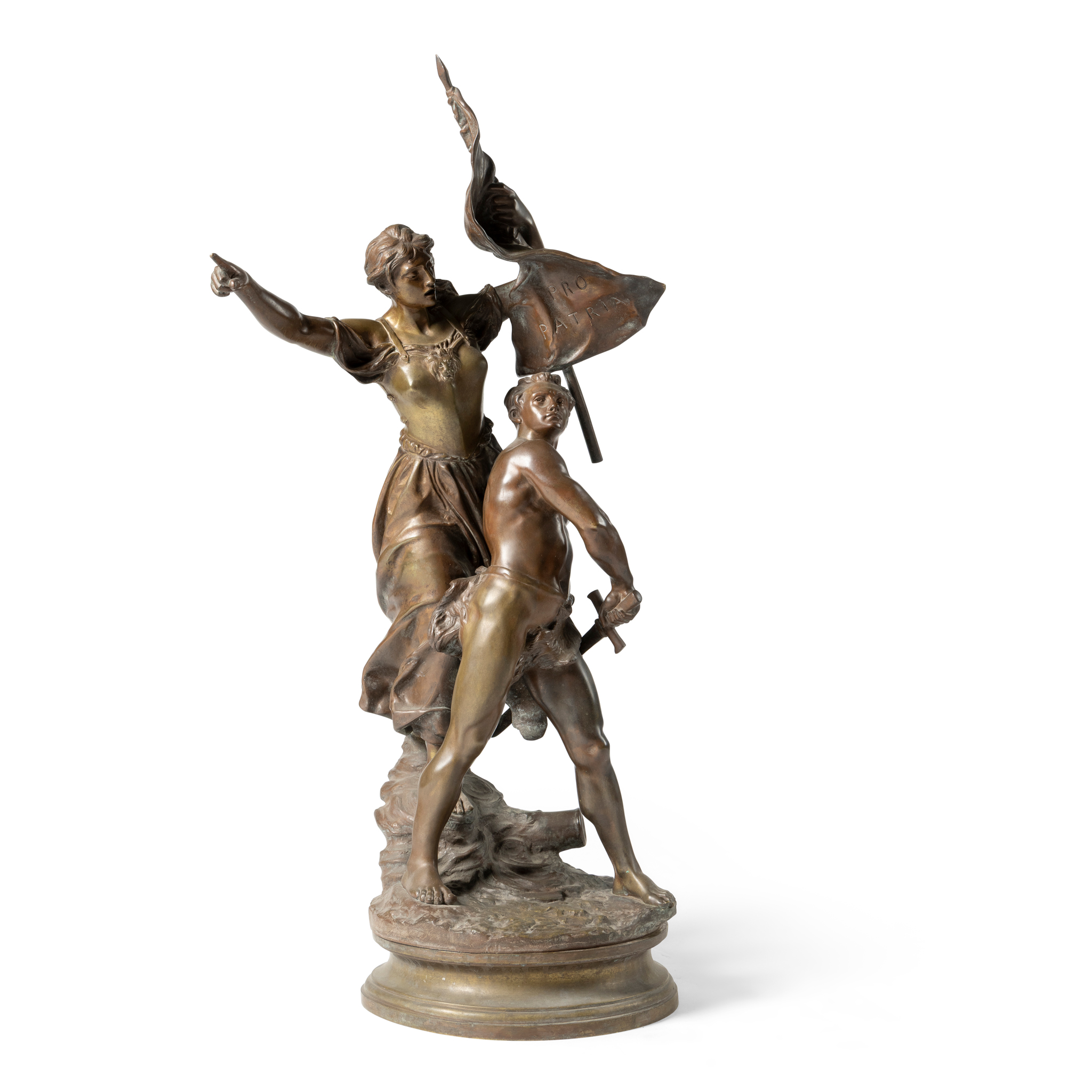 A BRONZE FIGURE GROUP OF TWO HEROIC FIGURES, ADRIEN ETIENNE GAUDEZ (FRENCH 1845-1902)