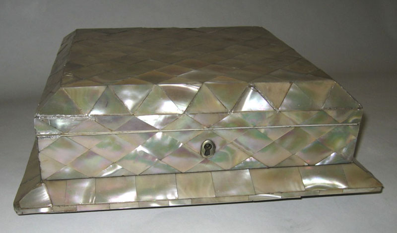 A Victorian mother-of-pearl games box