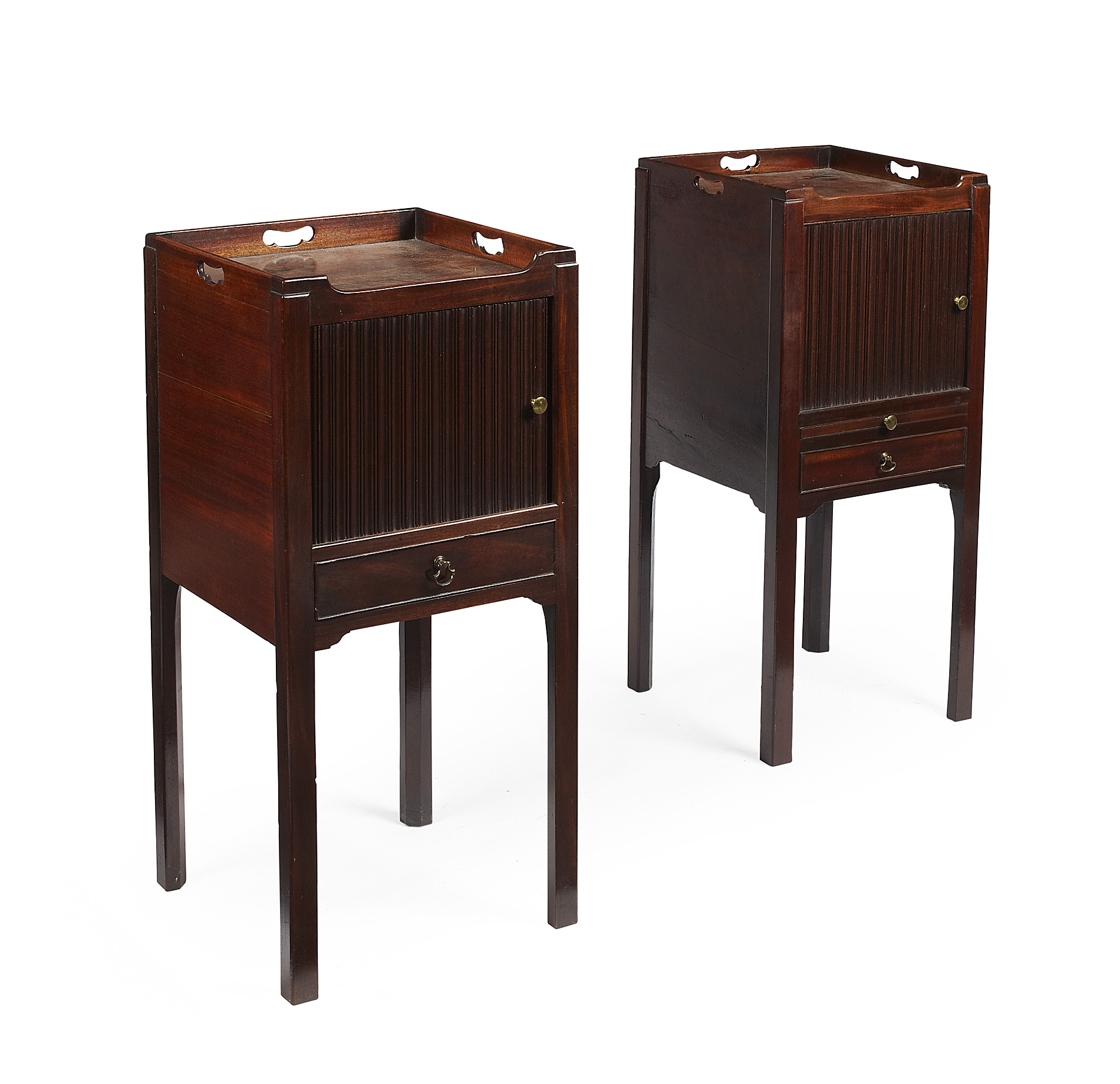 PAIR OF GEORGE III MAHOGANY BEDSIDE CABINETS
