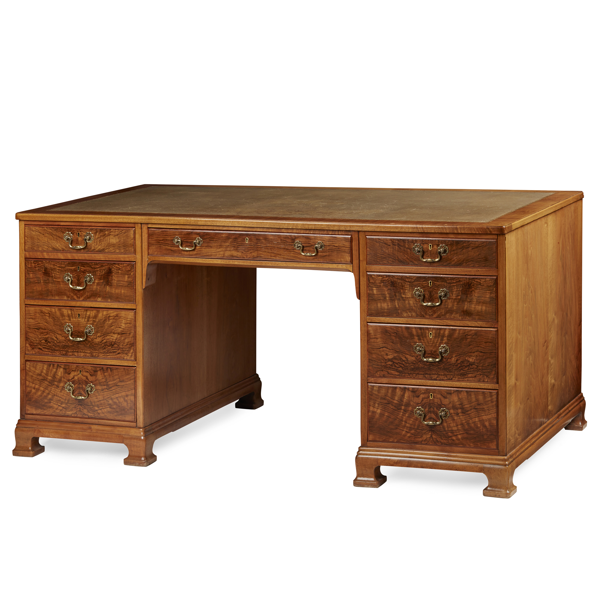 GEORGIAN STYLE WALNUT PEDESTAL DESK, BY WHYTOCK & REID OF EDINBURGH