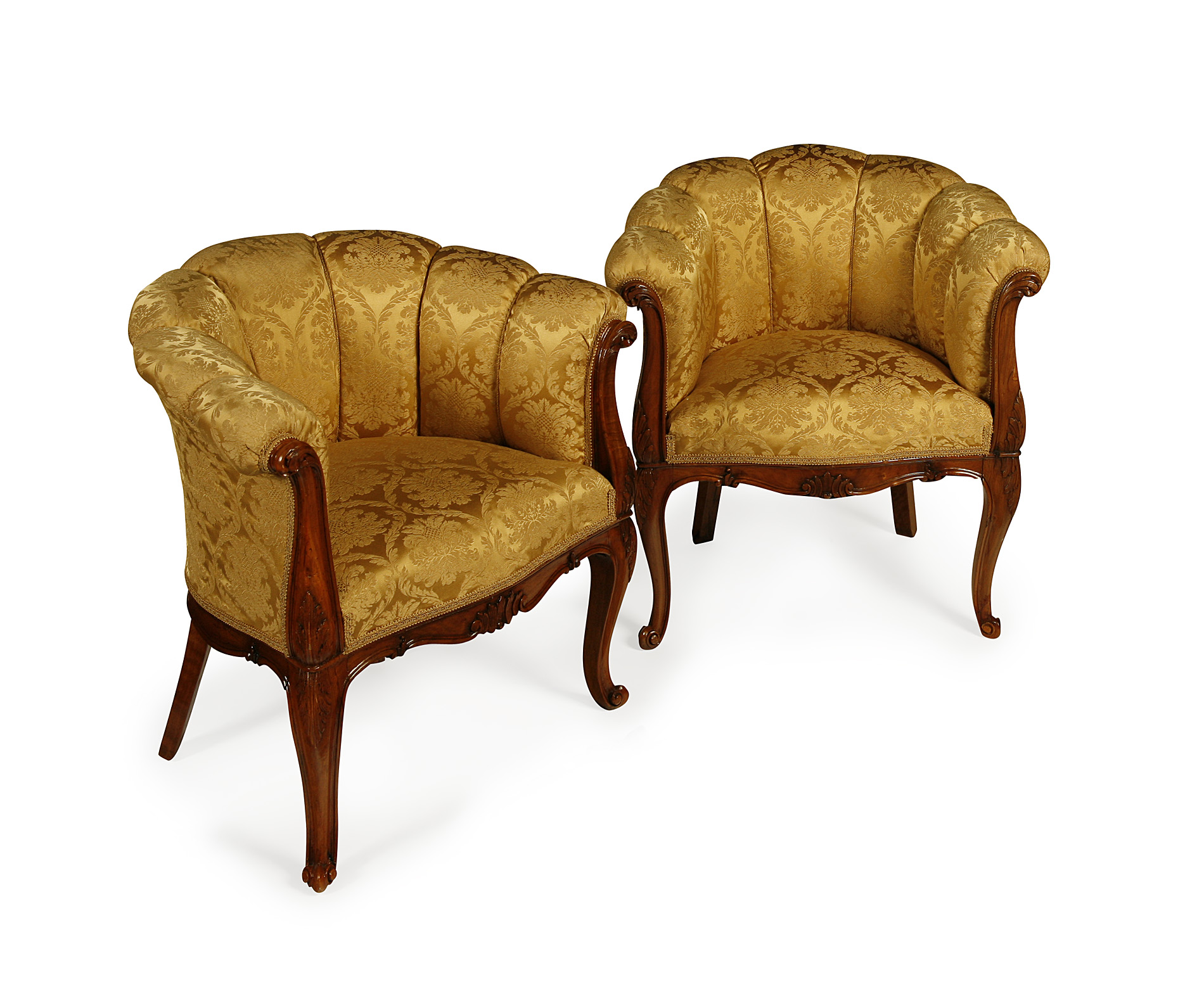PAIR OF ITALIAN UPHOLSTERED WALNUT CHAIRS