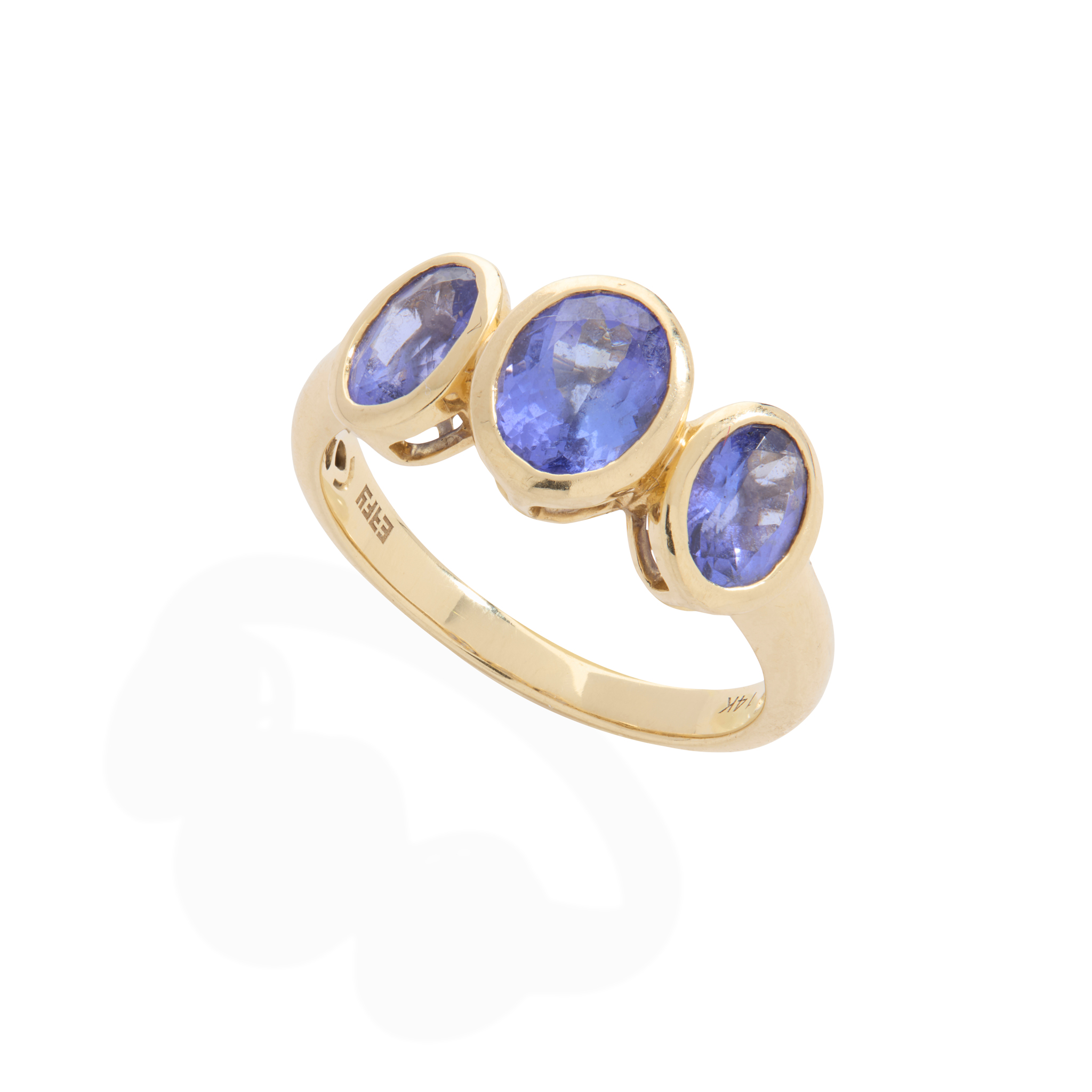 A Tanzanite three-stone ring
