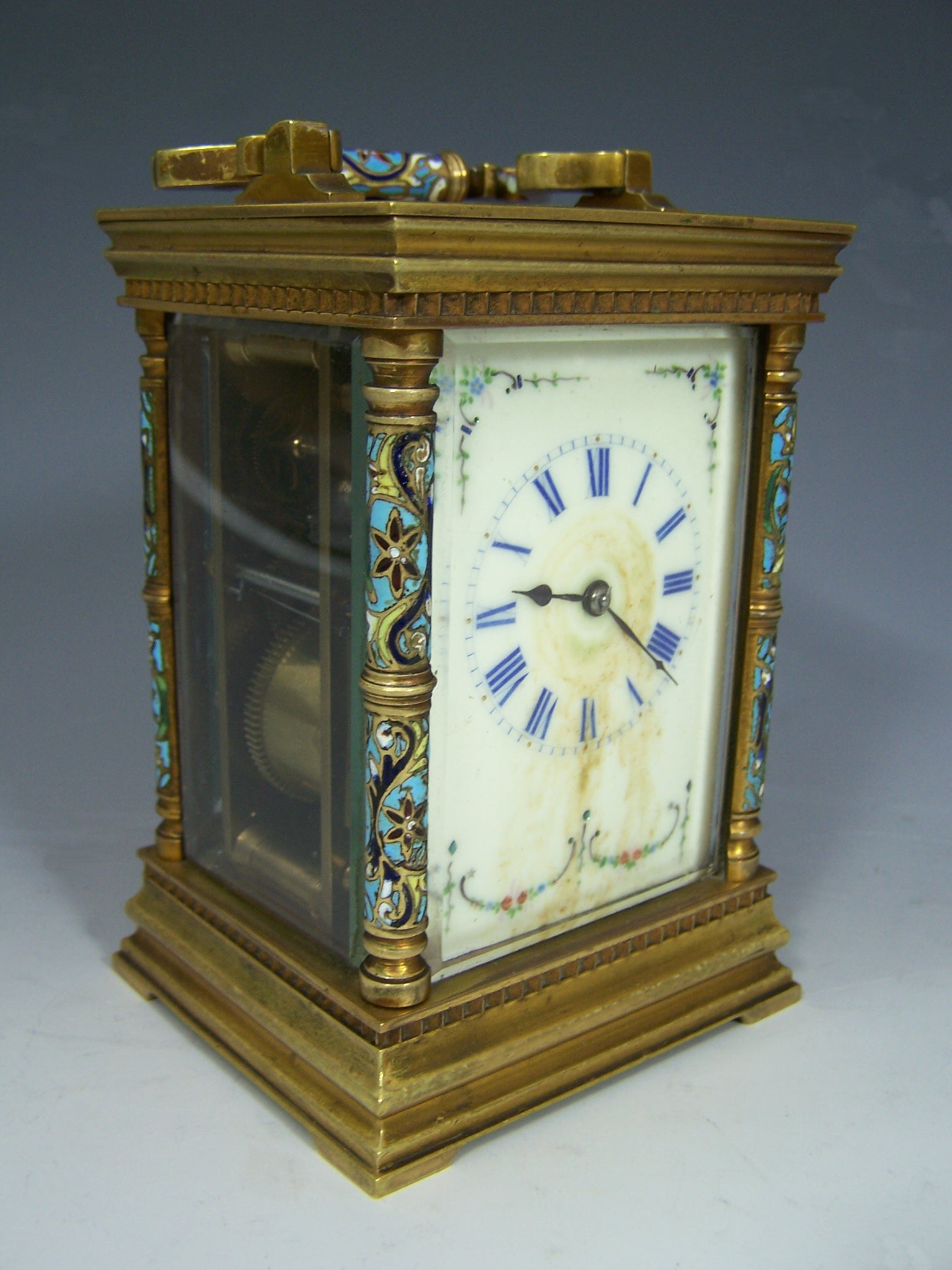 A late 19th century French timepiece keywind carriage clock