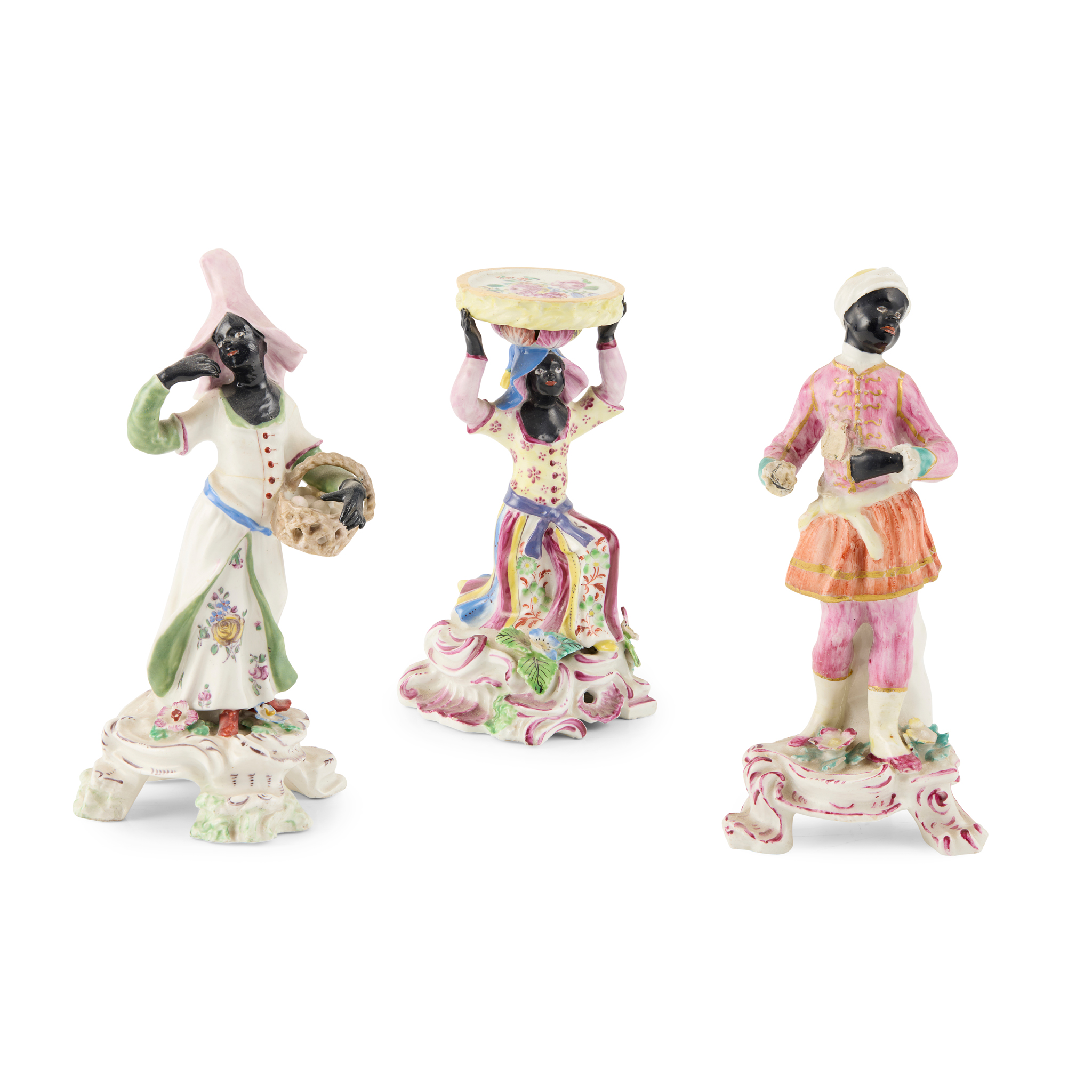 THREE BOW BLACKAMOOR FIGURES