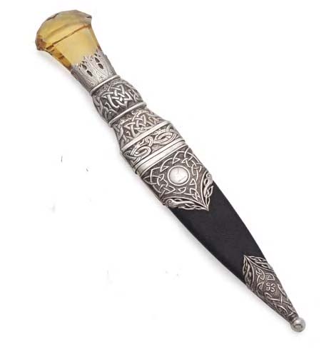 A silver mounted skean dhu,