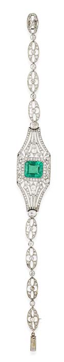 An early 20th century emerald and diamond set bracelet
