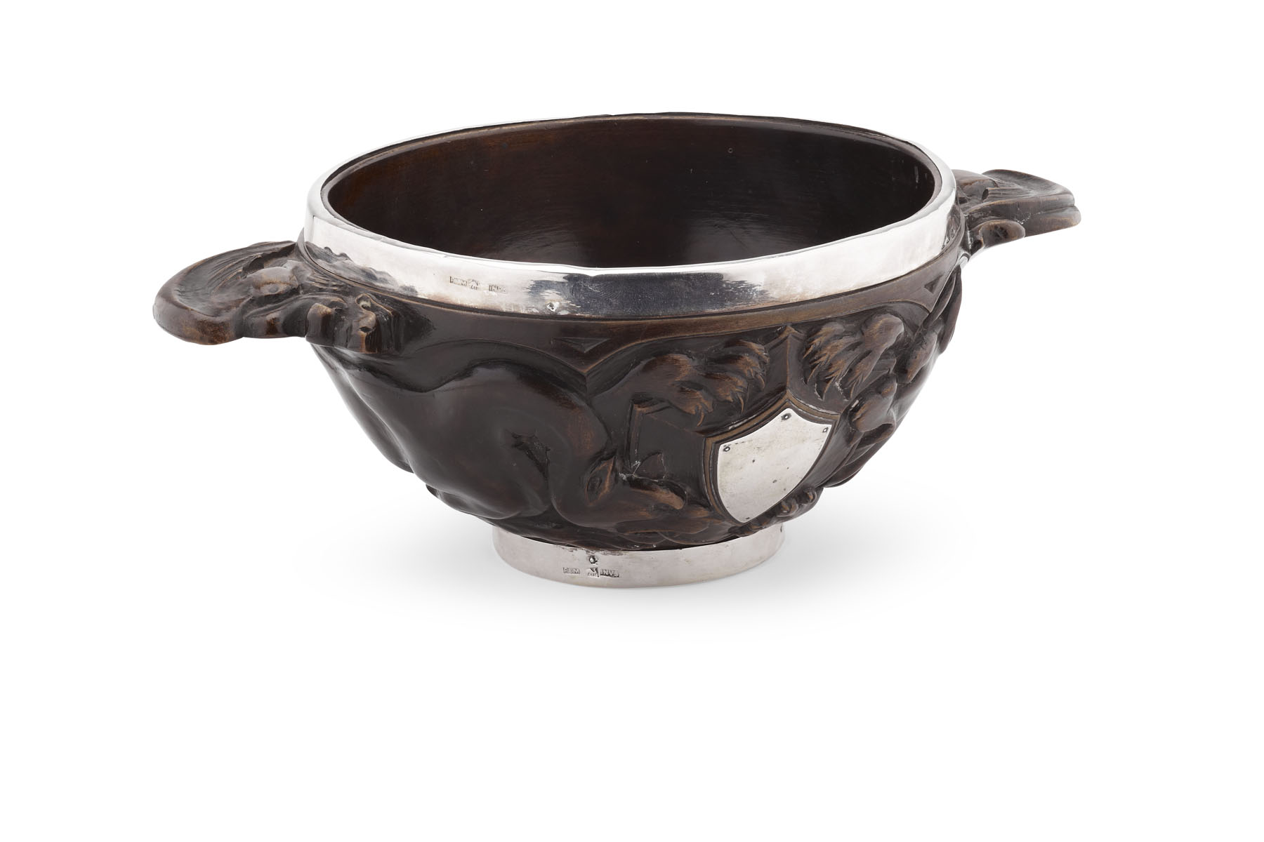 Inverness - a large Scottish provincial carved wooden quaich