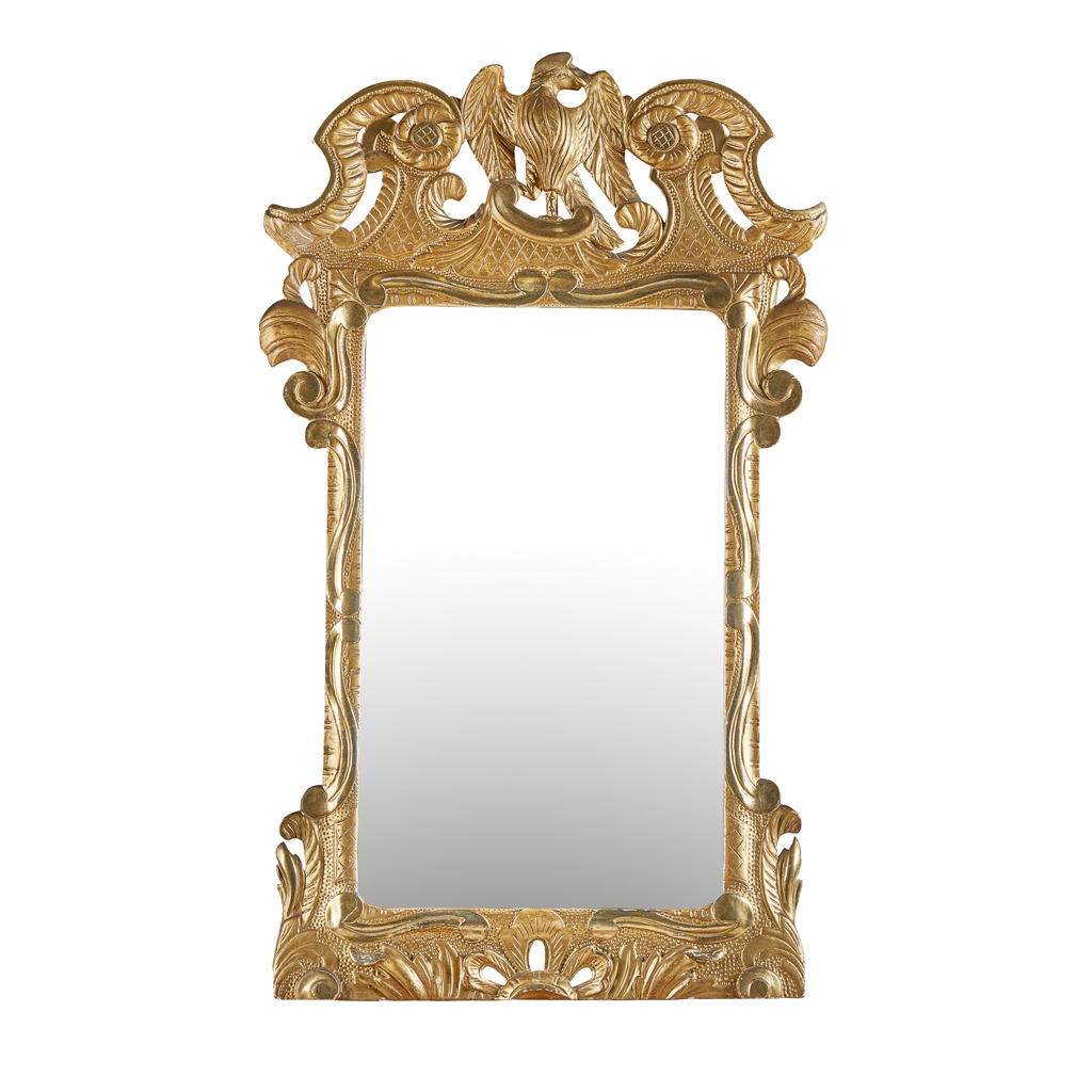 IRISH GEORGE II STYLE GILTWOOD MIRROR
