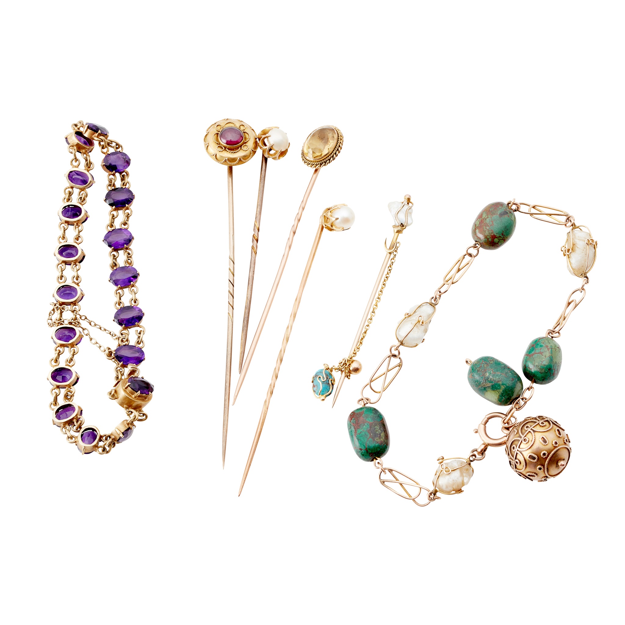 A collection of tie pins