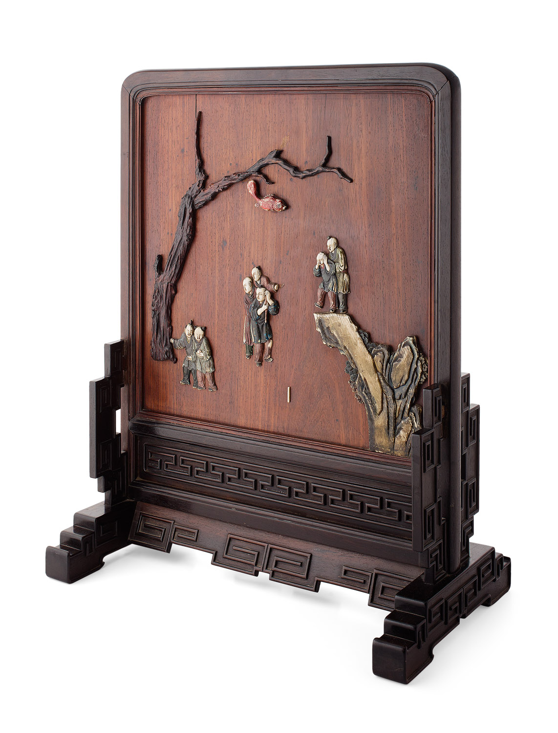 HARDWOOD AND IVORY TABLE SCREEN